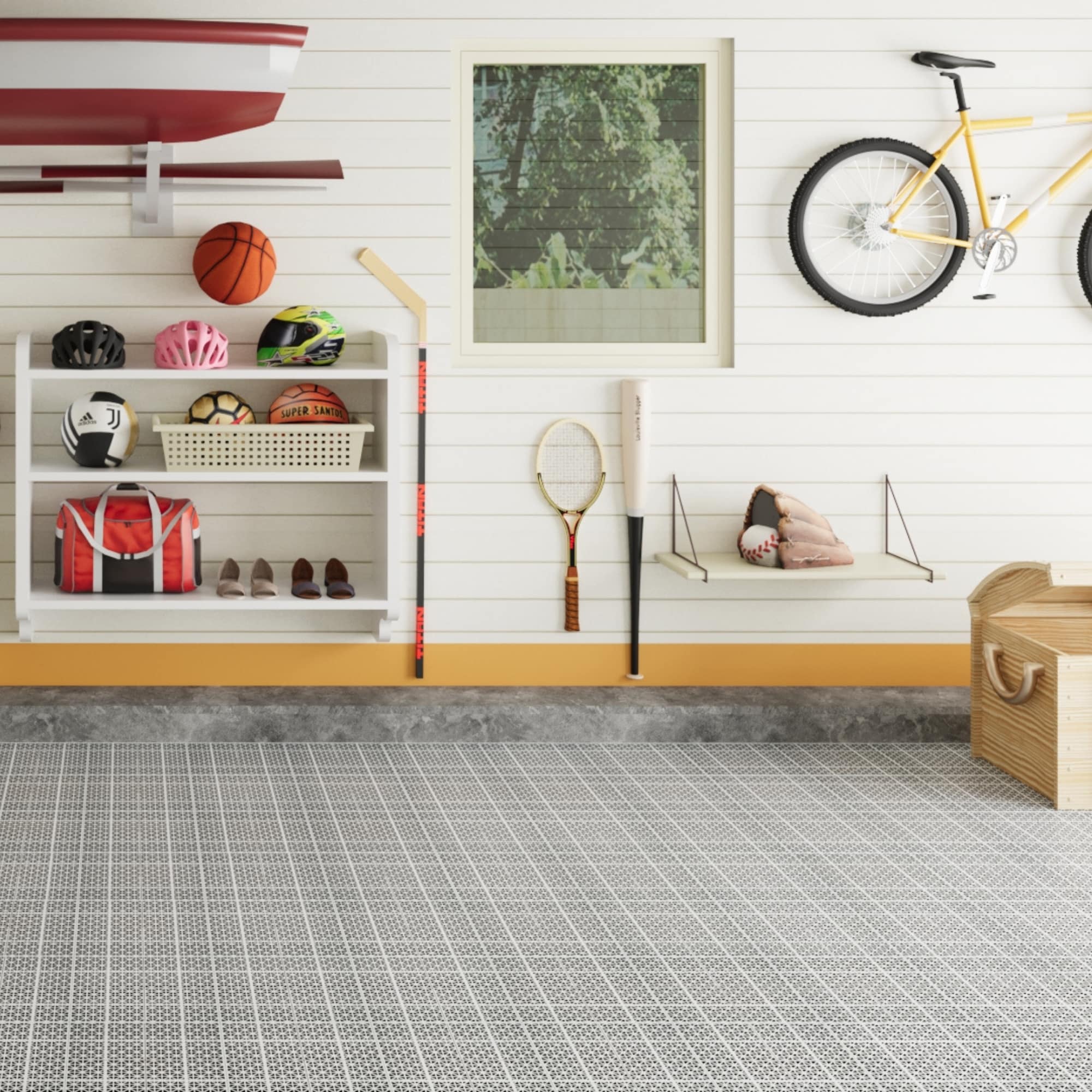Bybafun 12-in x 12-in 60-Pack Gray Prefinished Vinyl/Plastic Deck Tile (60-sq ft)