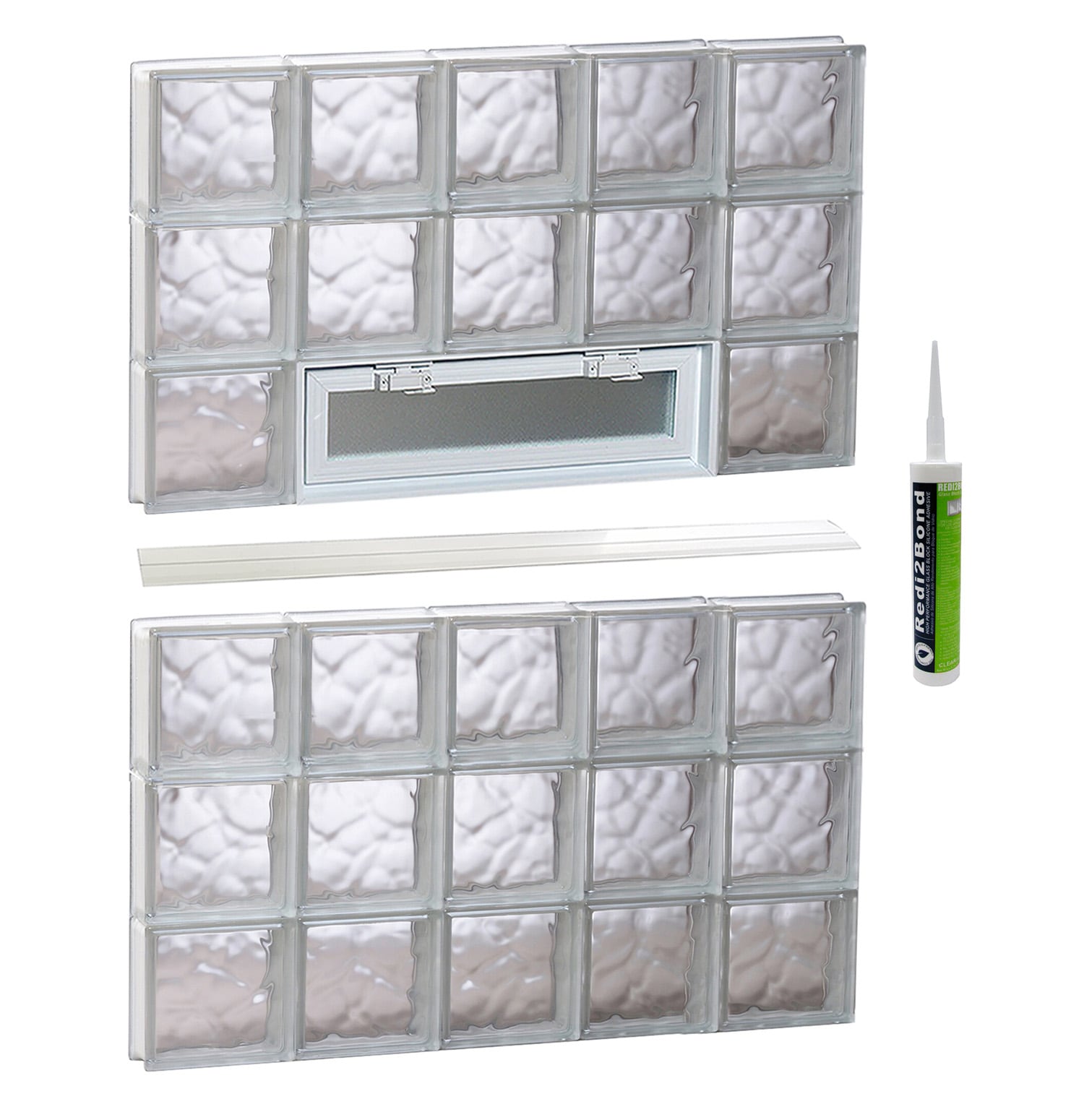 REDI2SET V4048DC Wavy Glass 38-3/4-in x 46-1/2-in Frameless Replacement Vented Glass Block Window