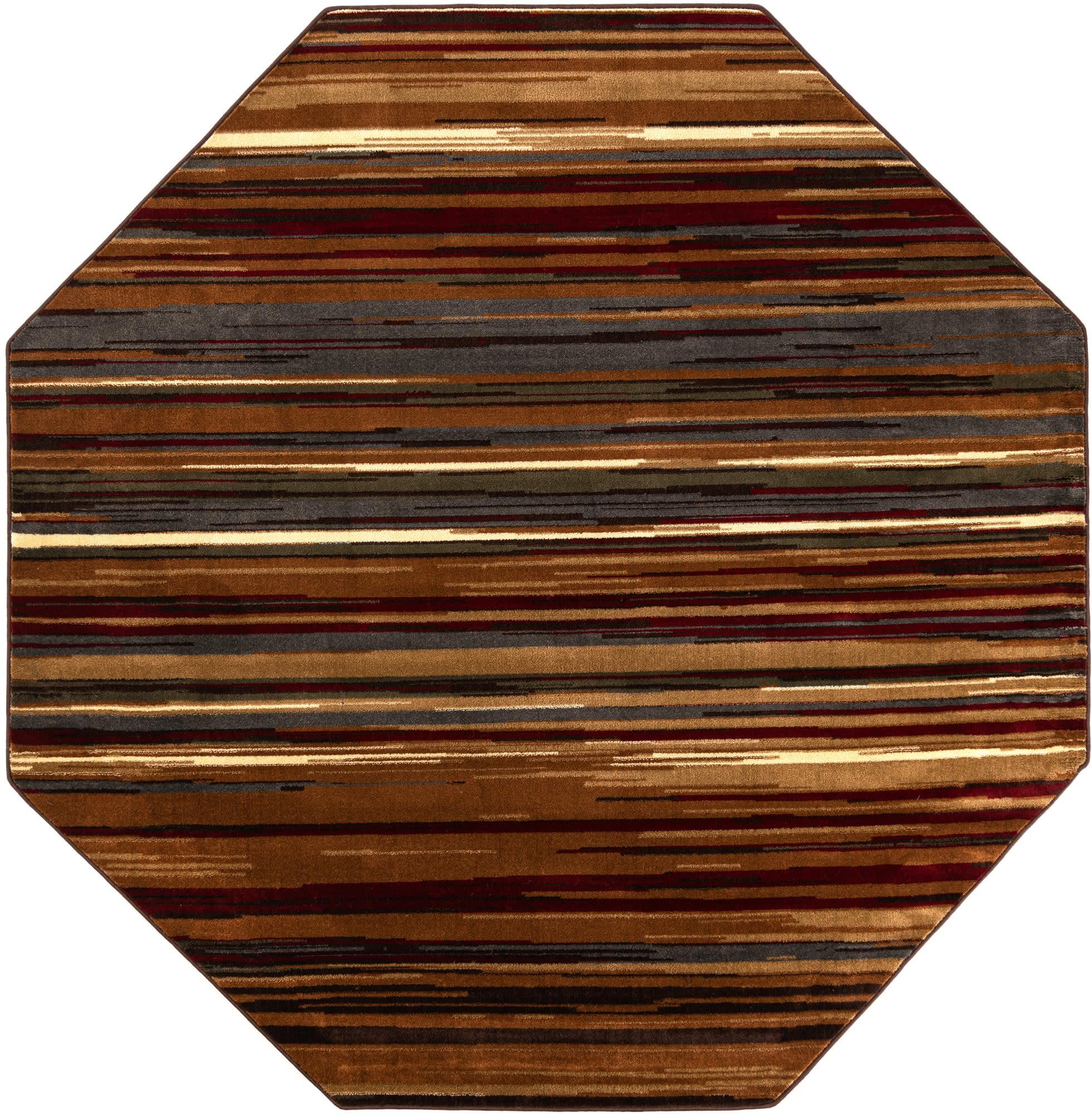 Unique Loom Barista 8 X 8 (ft) Beige Octagonal Indoor Stripe Area Rug ...