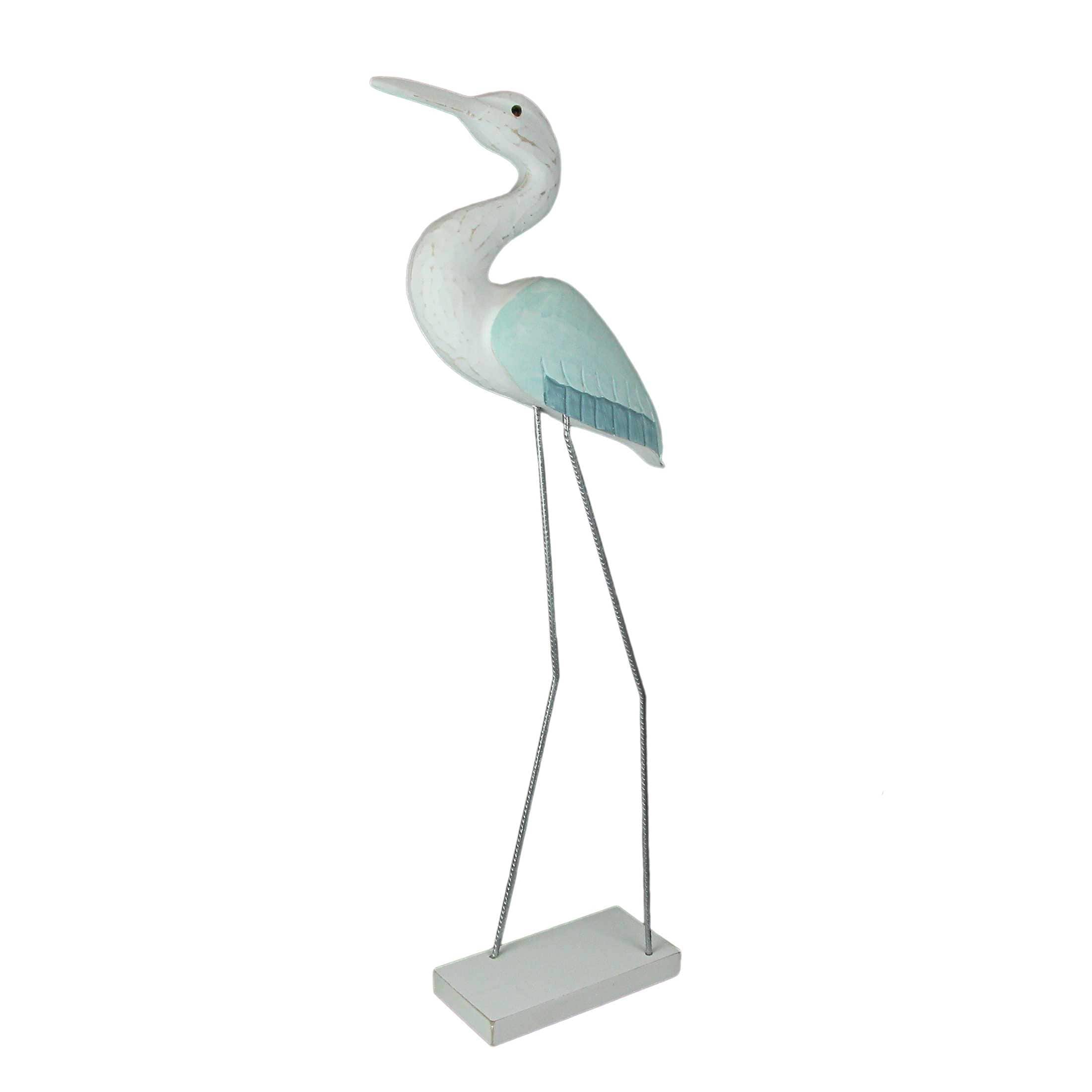 Fancy That Gift & Decor FT-BEA92576-BMW 29 Inch Hand Carved White Painted Wood Bird Statue Home Coastal Decor Sculpture