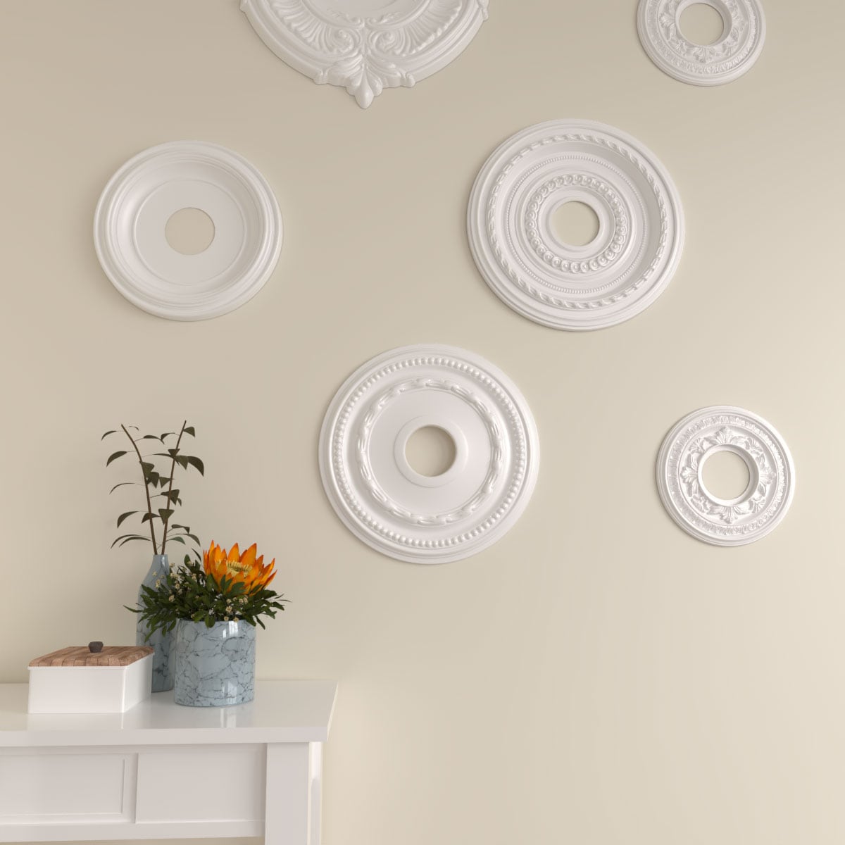 Primed White Urethane Federal Ceiling Medallion