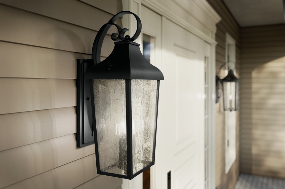 Kichler 49737BKT Forestdale 2 -Light 21.5-in H Black Hardwired Outdoor Wall Light