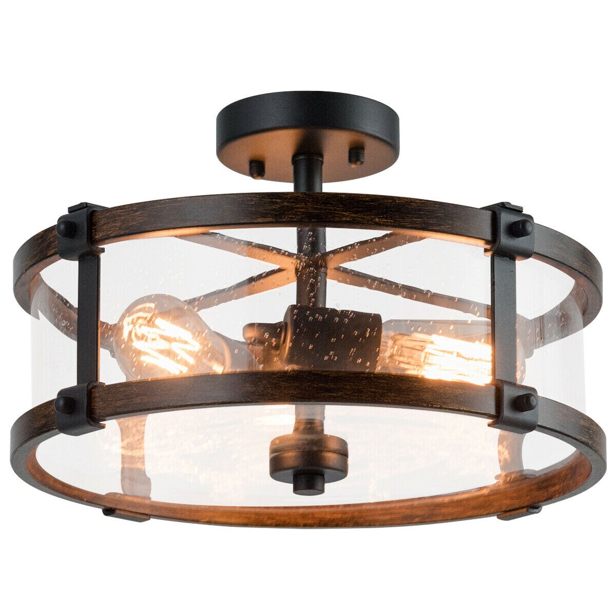 CASAINC CA-HY24265 Flush Mount Ceiling Light 3-Light Bronze LED Flush Mount Light