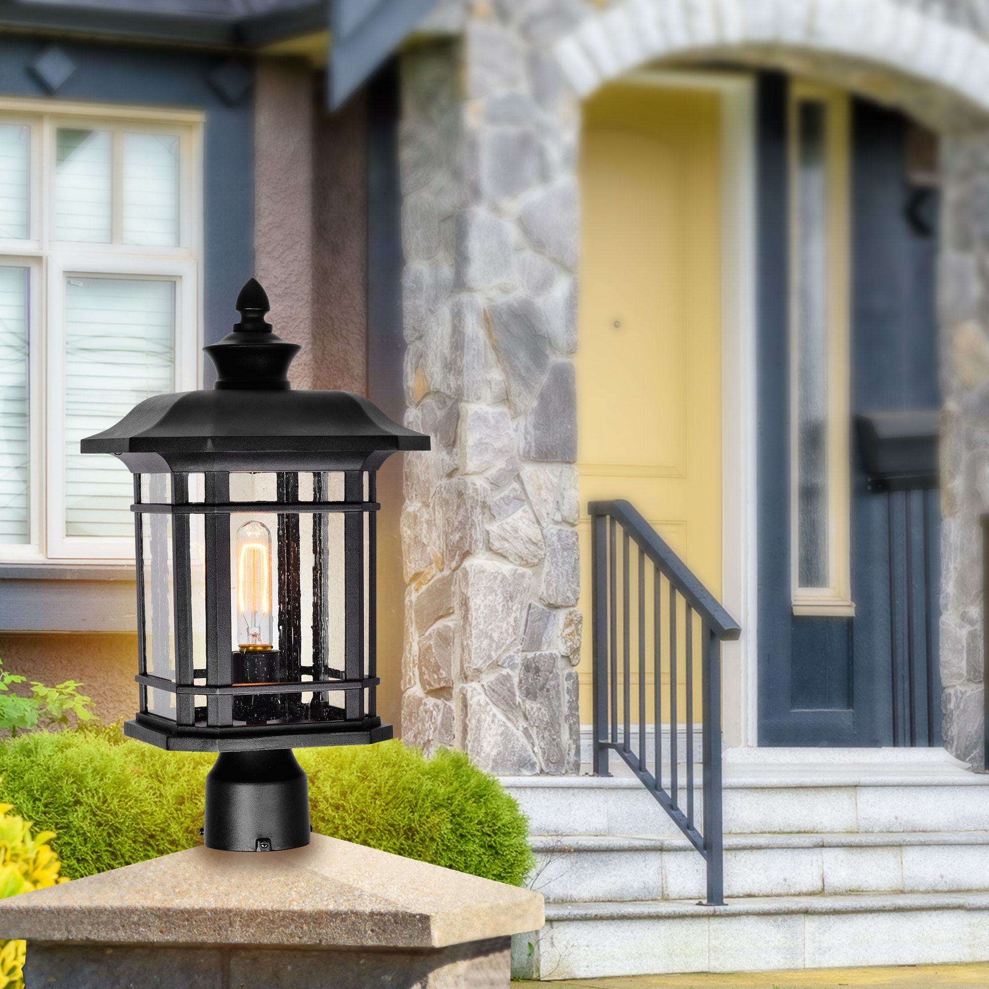 CWI Lighting 0411PT9-1-101 Blackburn 18-Inches Black French country/cottage Outdoor Pier mount