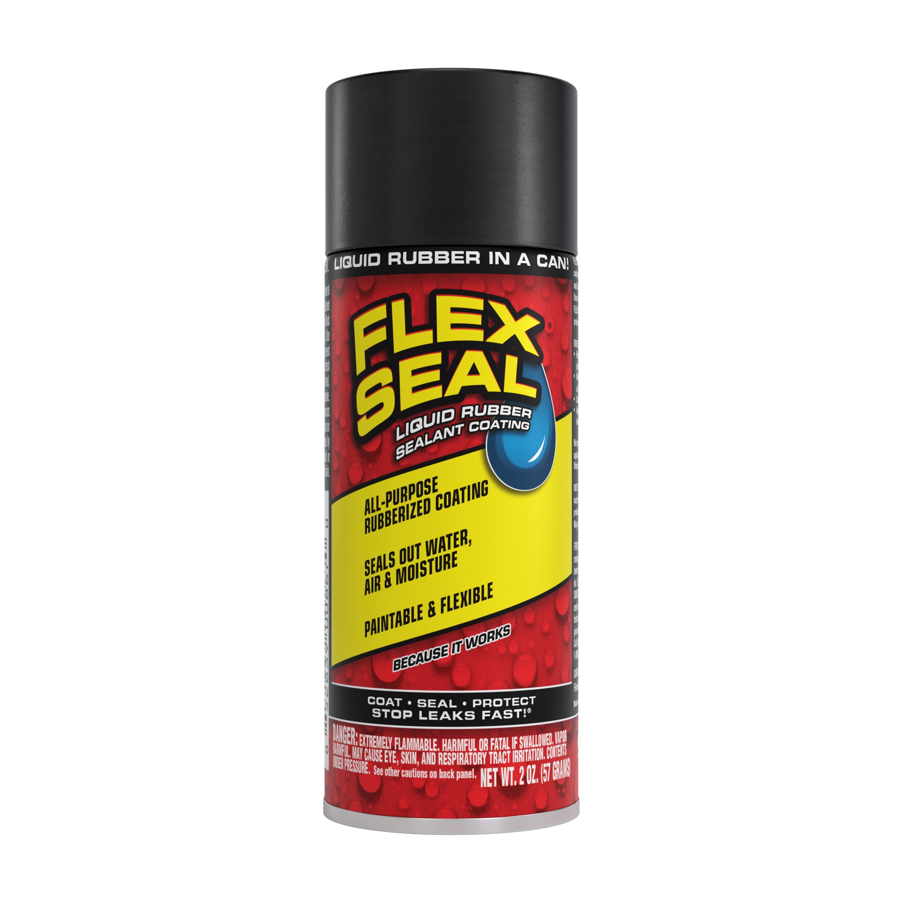 Flex Seal FSBLKMINI Mini 2-fl oz Black Aerosol spray Waterproof Rubberized Coating