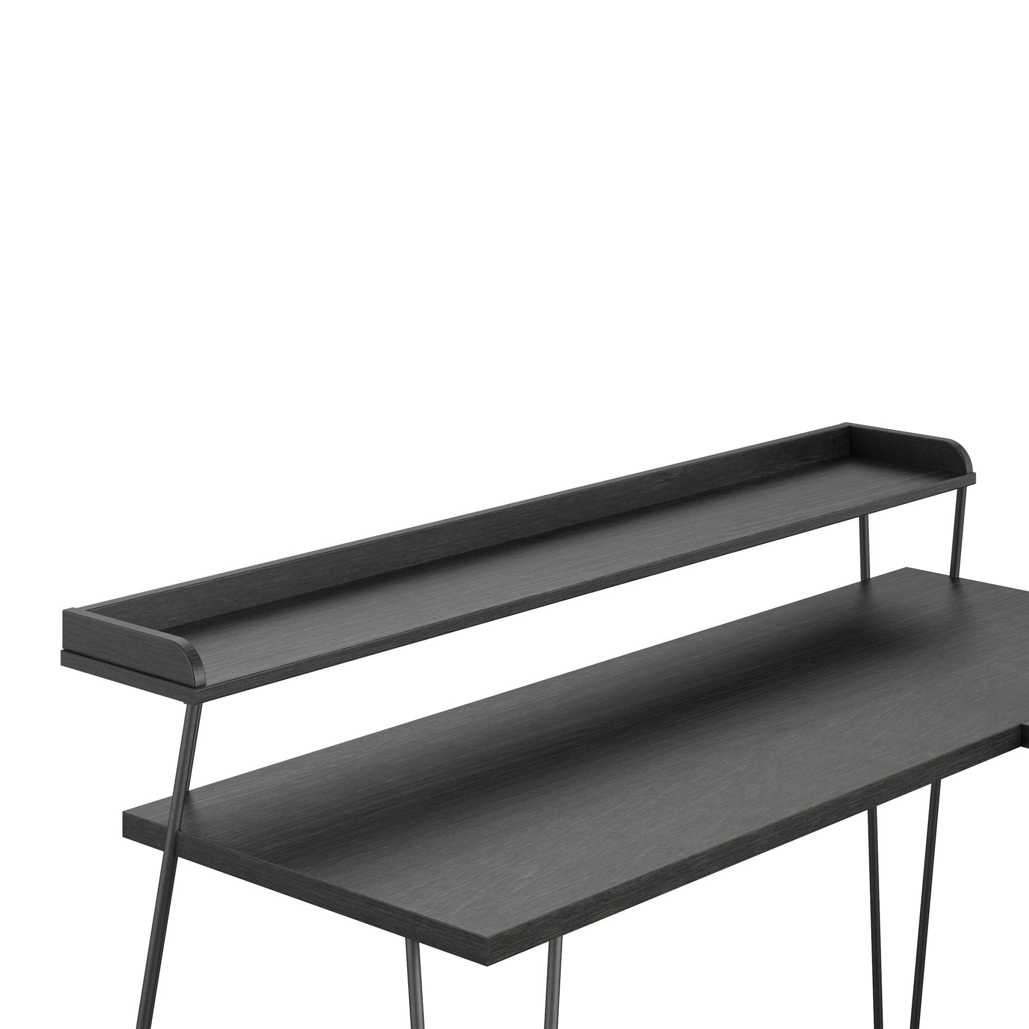 Haven 55'' Black Oak Corner Computer Desk with Metal Frame