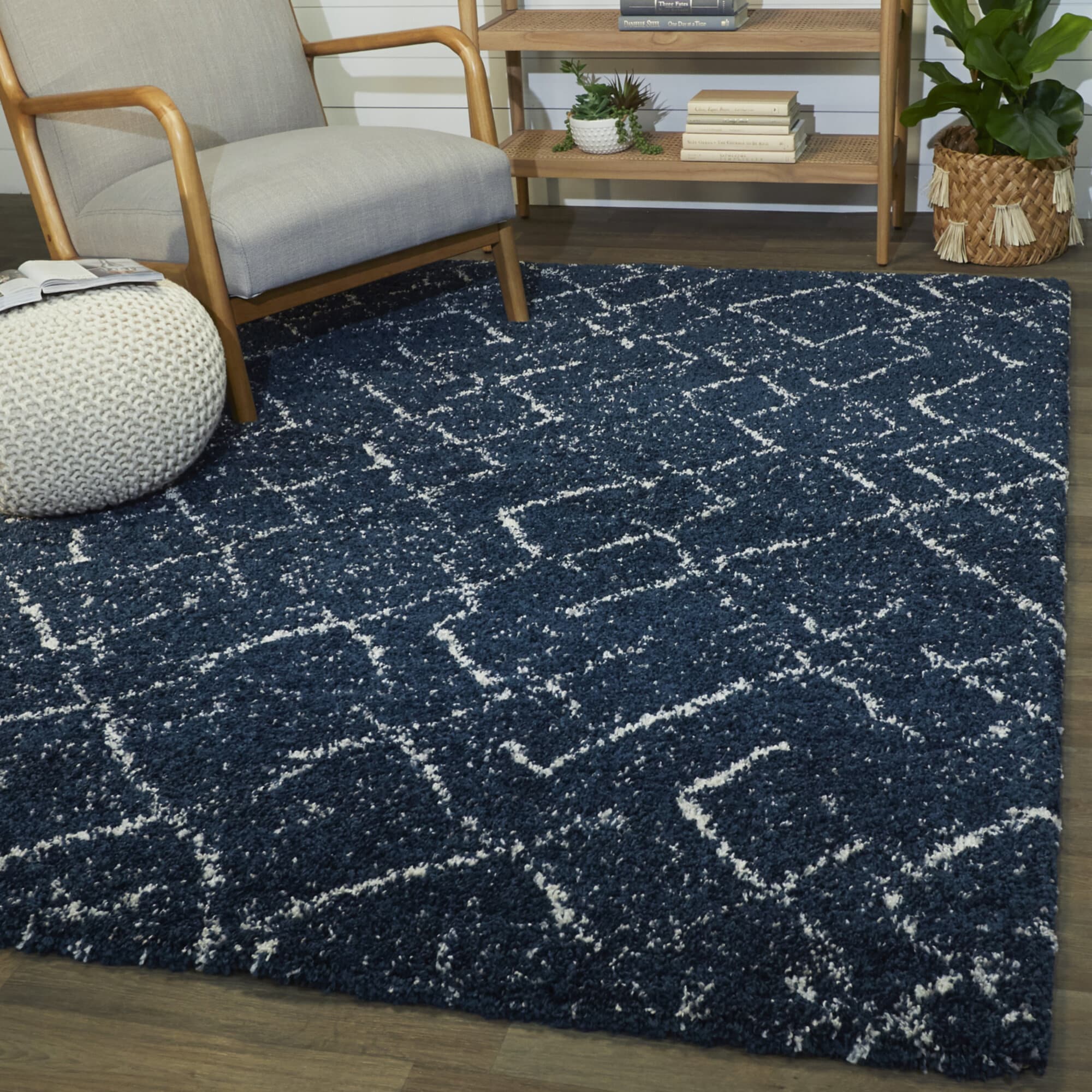 Balta 3094974 8 x 10 (ft) Loomed Polypropylene Navy Blue Rectangular Indoor Abstract Global Area rug