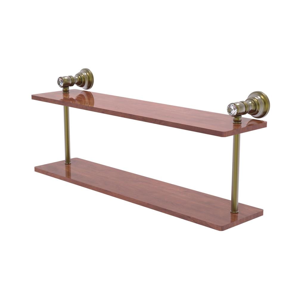 Allied Brass CC-2-22-IRW-ABR Carolina Crystal Antique Brass 2 -Tier Wall mount Bathroom Shelf ( 22-in x 9.2-in x 5-in )