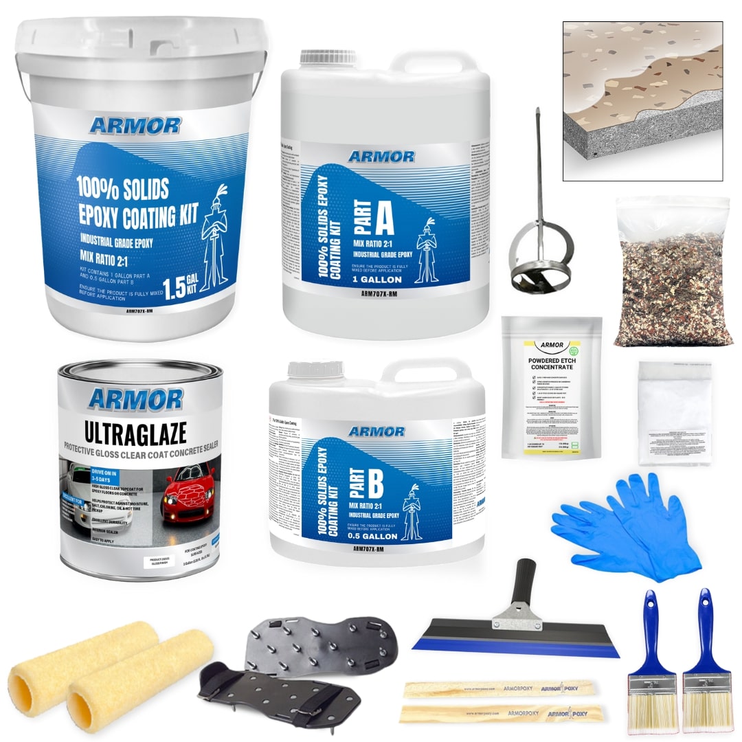 Armorpoxy TP-KIT-KHAKITAN-S 300 SQ FT Commercial Grade, Ultra Thick, 2 Layer Concrete and Garage Floor Paint (