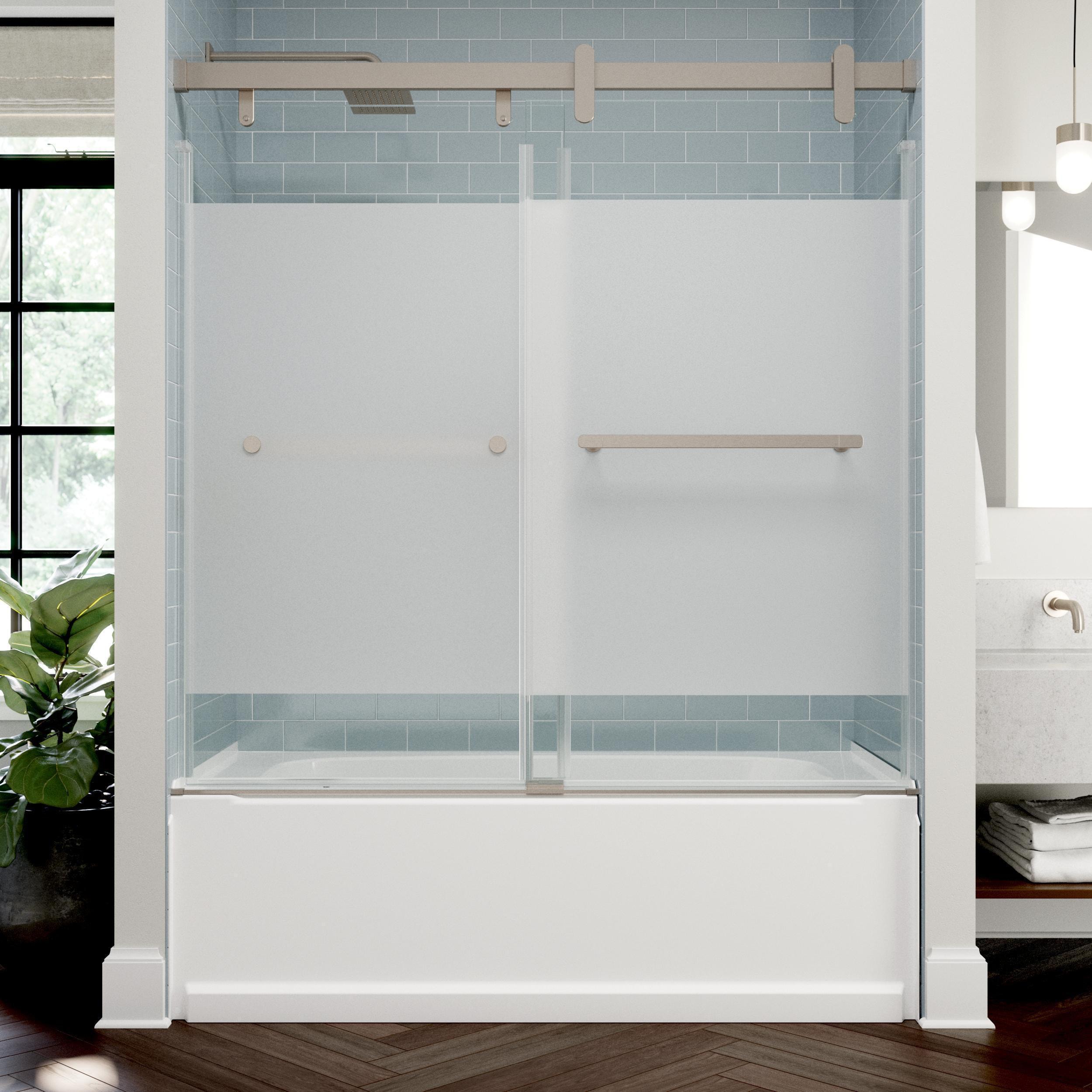Delta SDGT860-PRI-R 30.75-in x 55.33-in Frosted 5/16-in Bathtub Glass panel