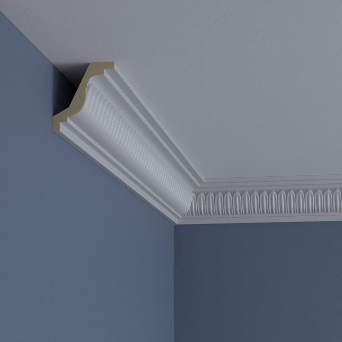 White Floral Polyurethane Crown Moulding, 94.5" Length
