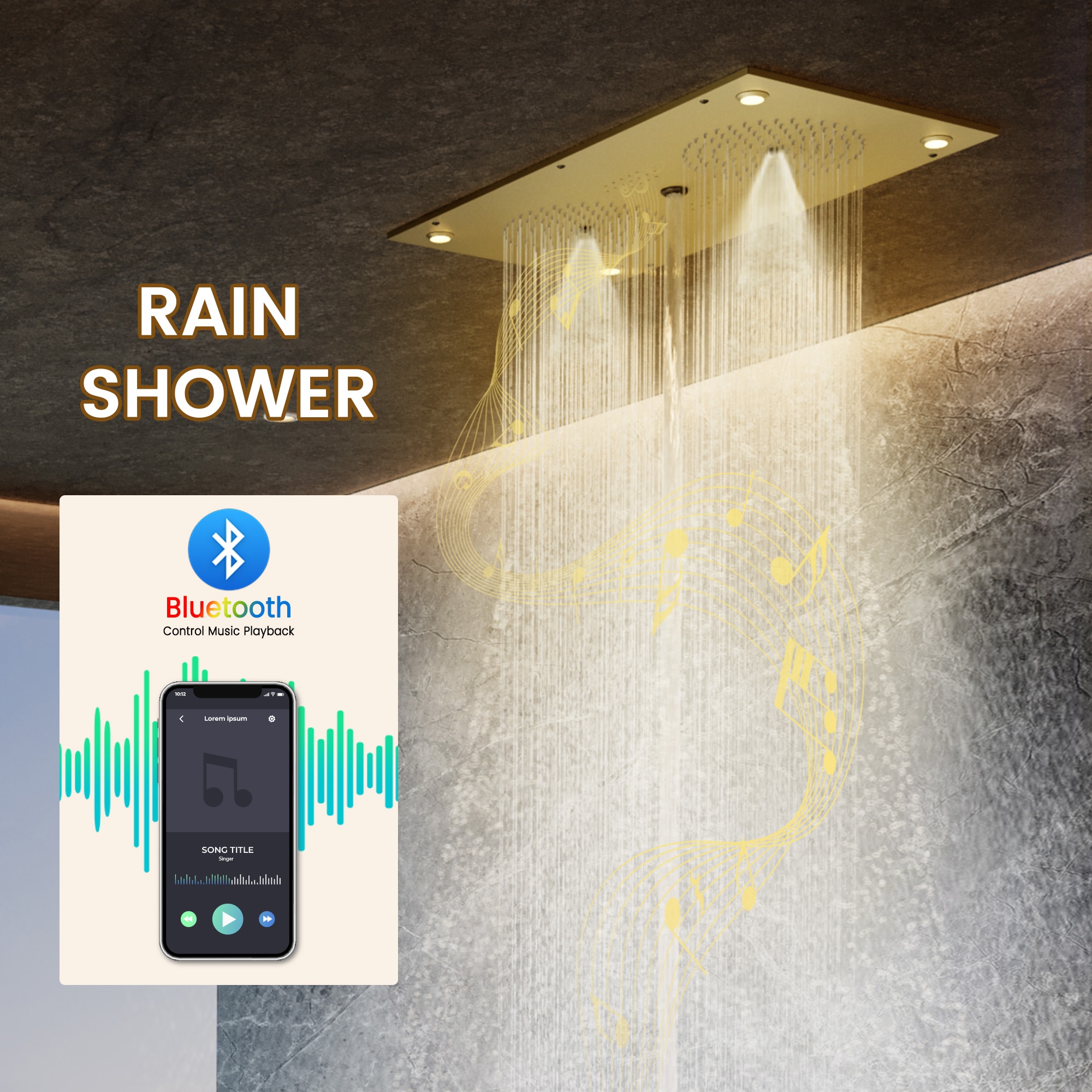 CASAINC CA-A4381-BG Showerhead-Bar-Panels - View #5