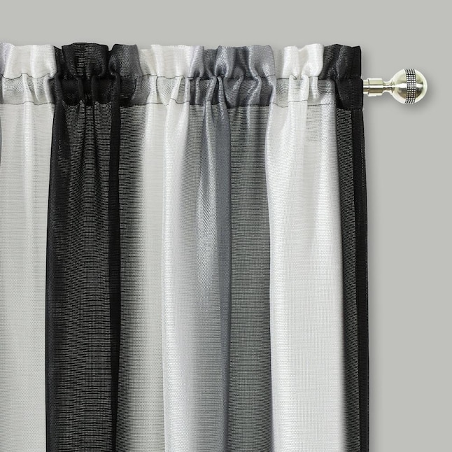 Achim 84-in Black/Silver Light Filtering Rod Pocket Single Curtain ...