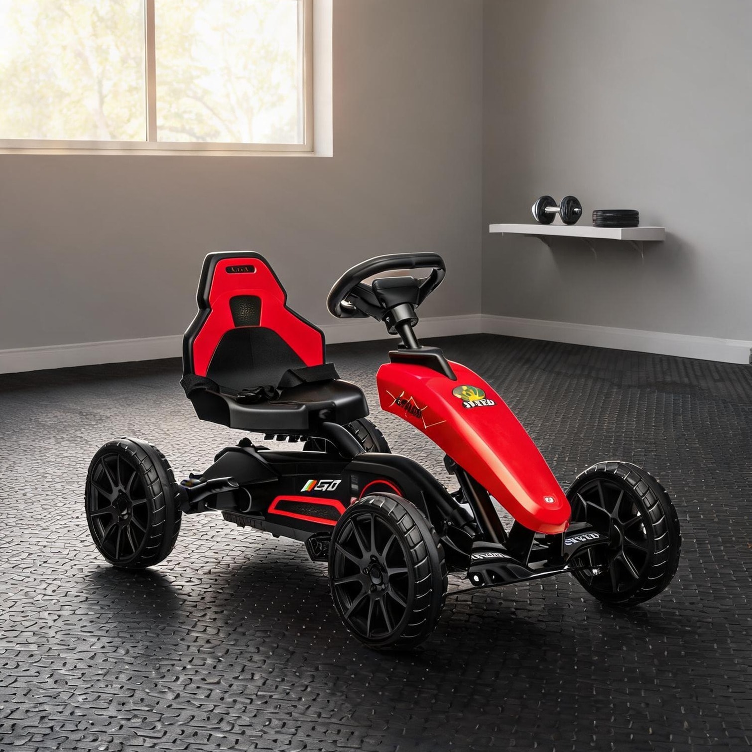 sunjurt Red Pp and Metal Ride-On Cars 39.2 x 22.8 x 23 in featuring ...