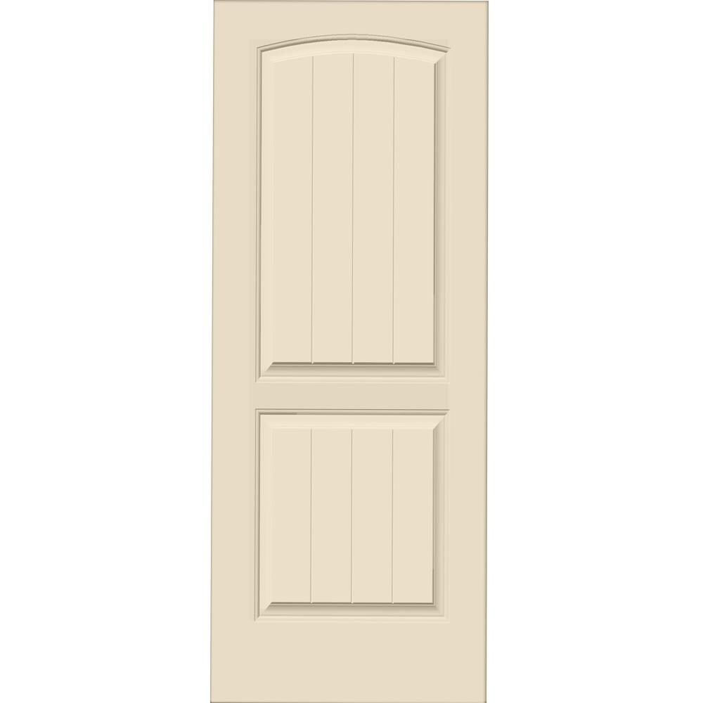 American Building Supply LO967118 Encore 24-in x 80-in Cream-n-Sugar 2-panel round top plank Smooth Solid core Prefinished MDF Slab Door