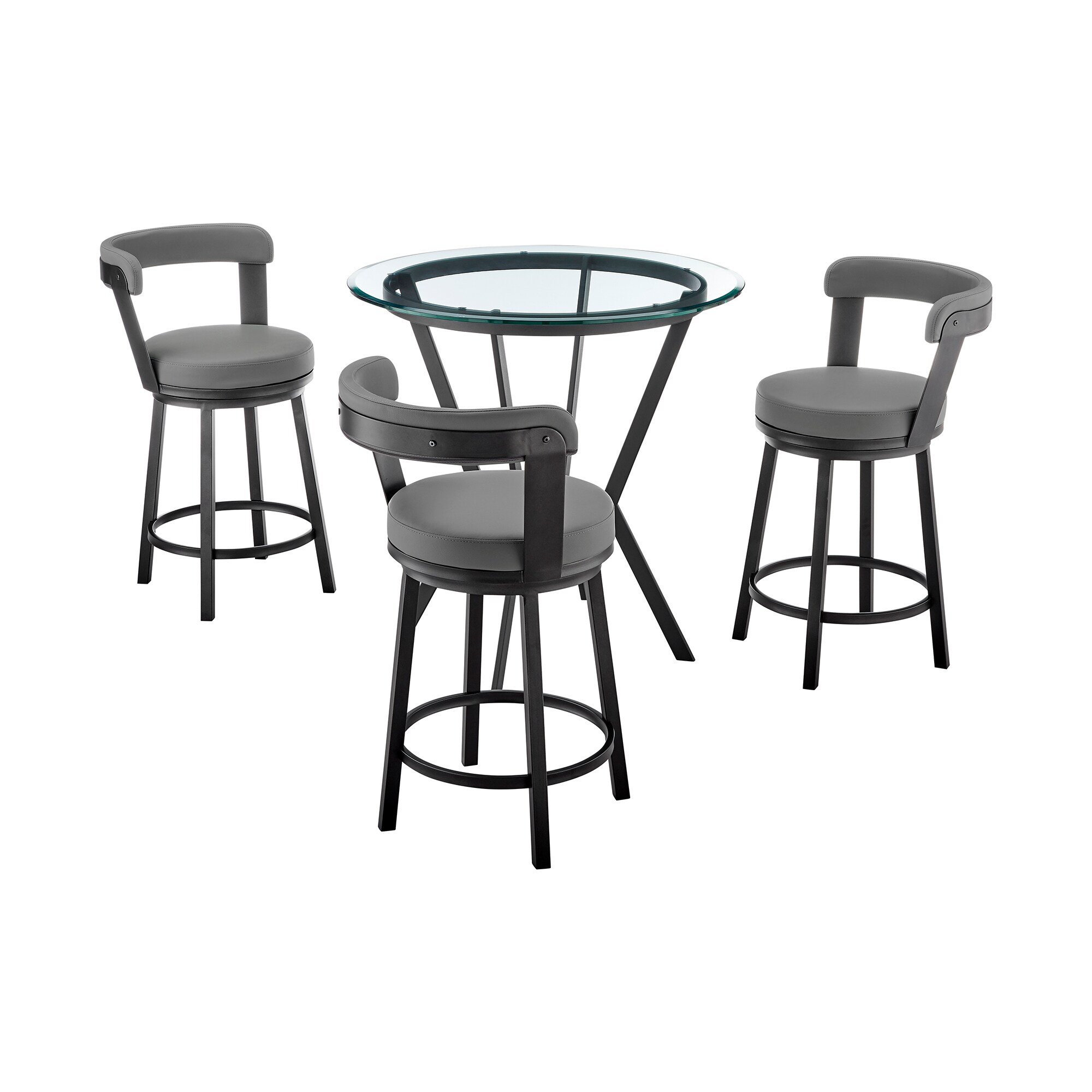 Armen Living SETNMBYGRBL4 Black Contemporary/Modern Dining Room Set with Round Table ( Seats 3 )