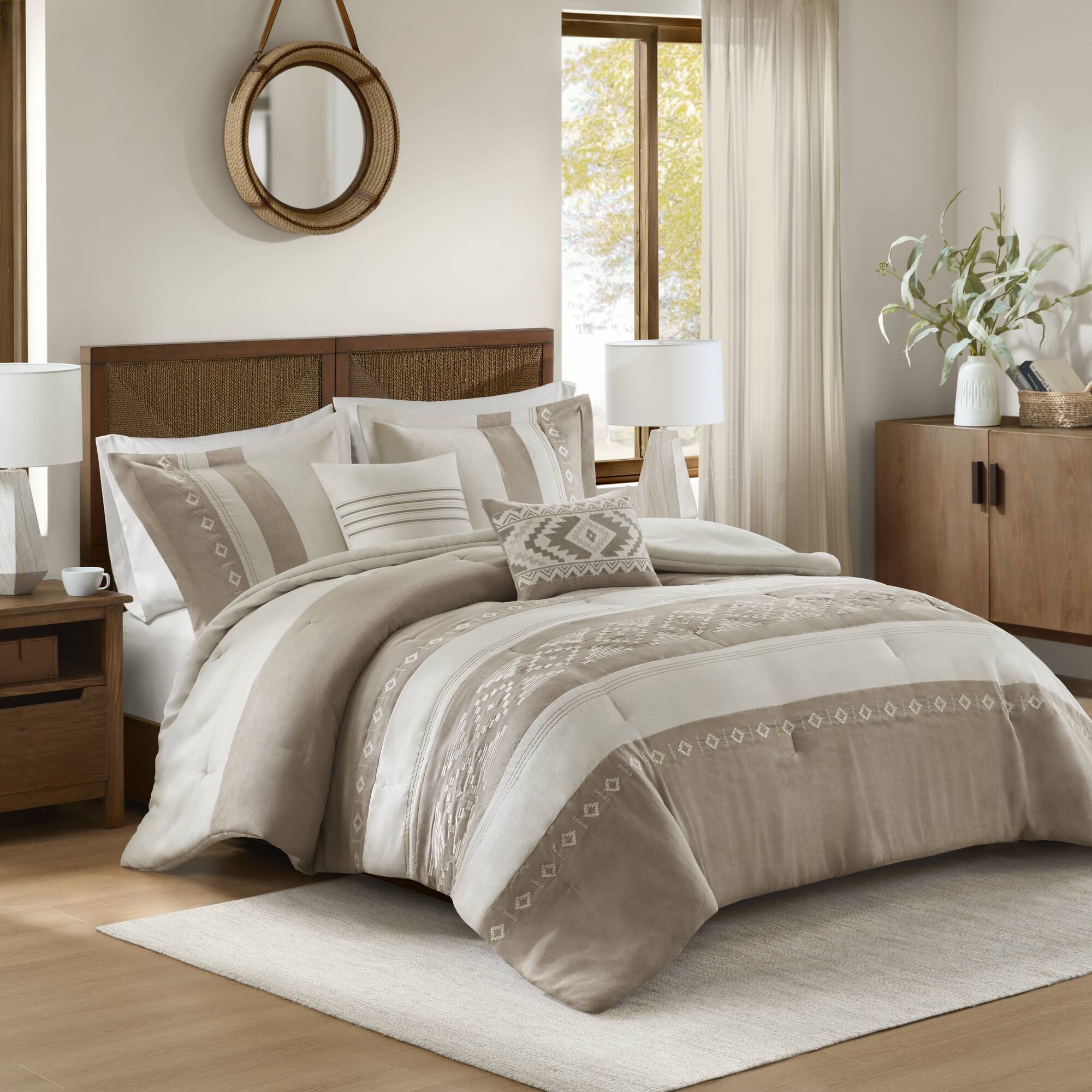 Tinyhomie 5-Piece King Comforter 5pcs Set Taupe