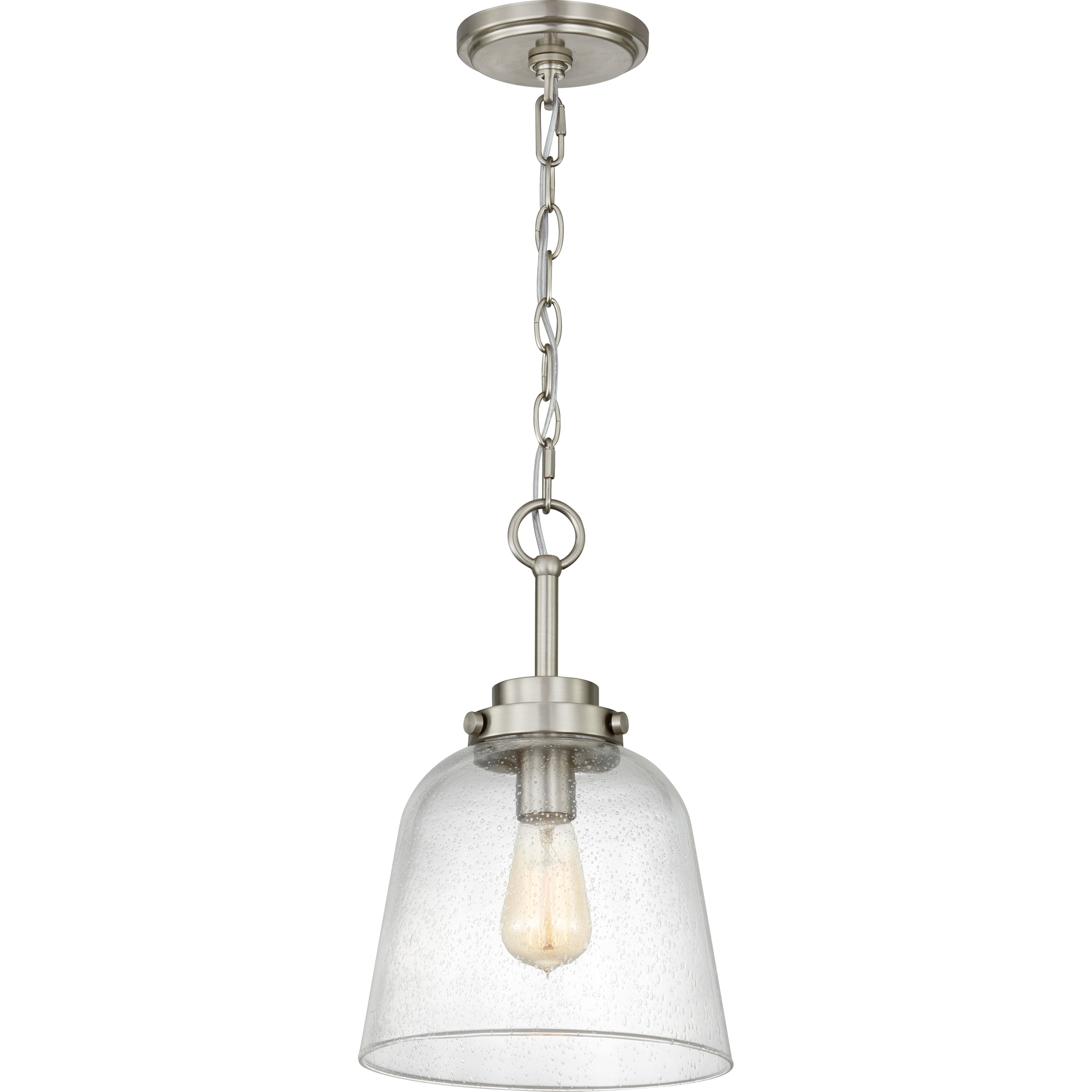 Quoizel Seaton Brushed Nickel Transitional Seeded Glass Cone Mini ...