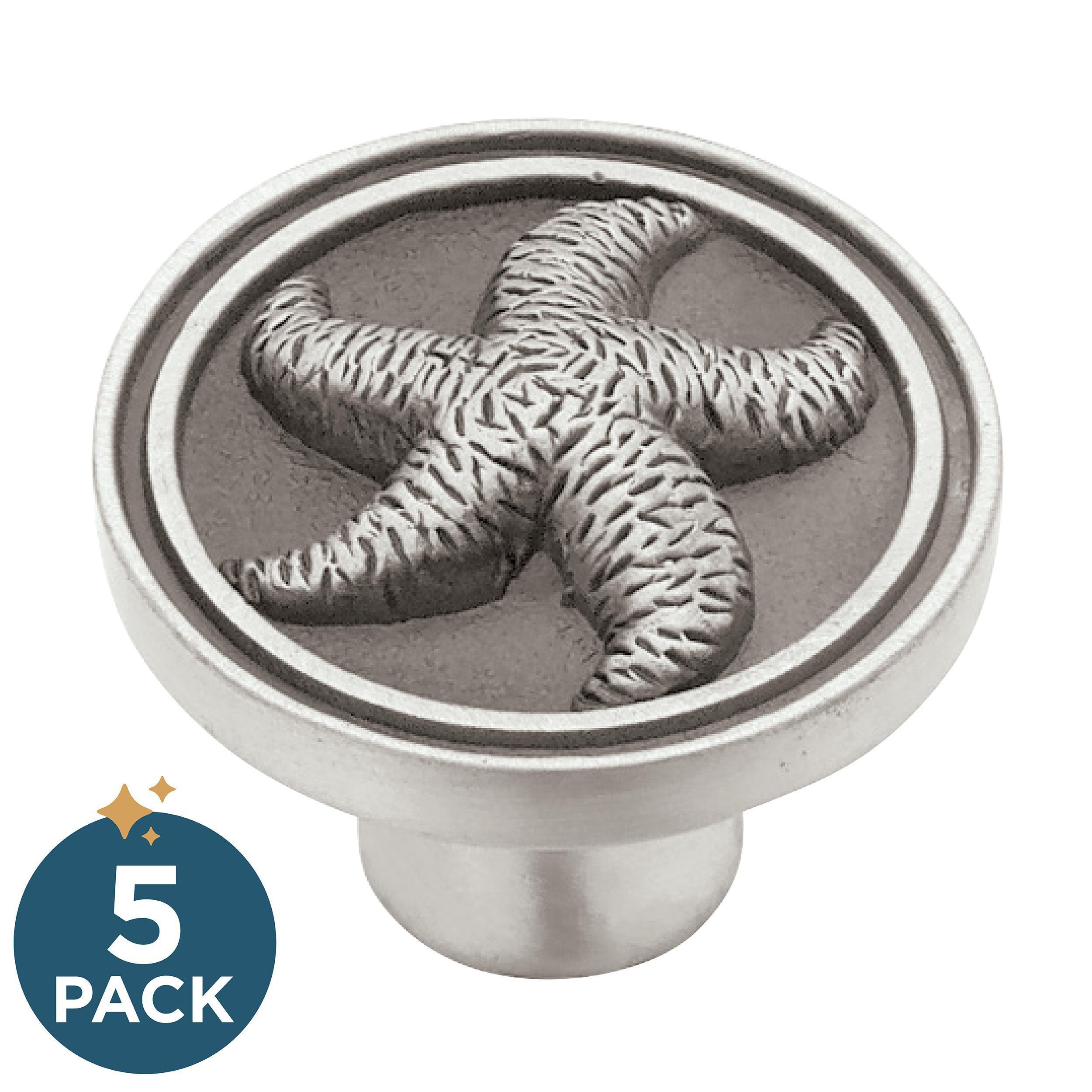Franklin Brass PBF657-BSP-C1 Starfish 1-7/16-in Brushed Satin Pewter Round Cabinet Knob 5 -Pack