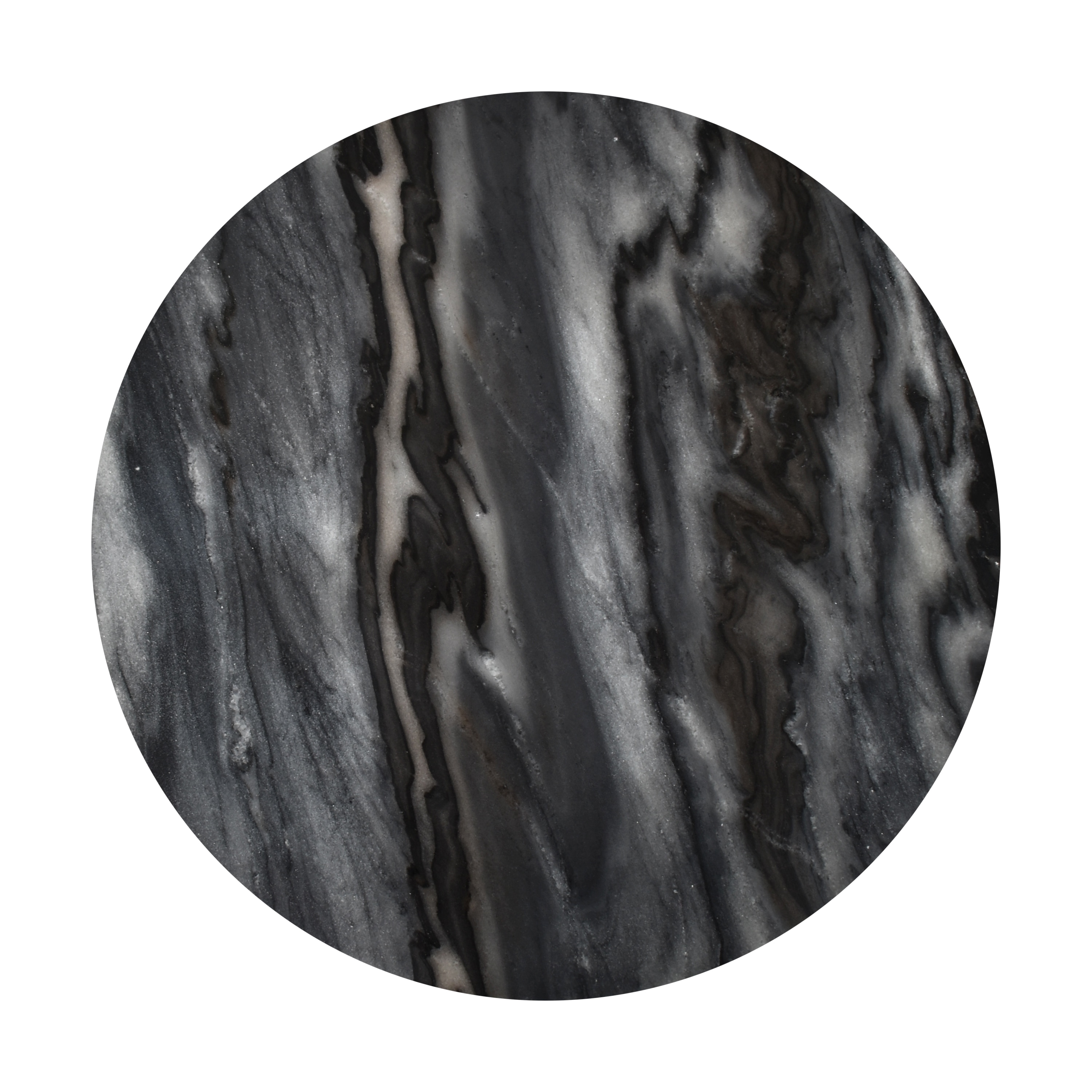 Gray Marble Round X-Shaped End Table
