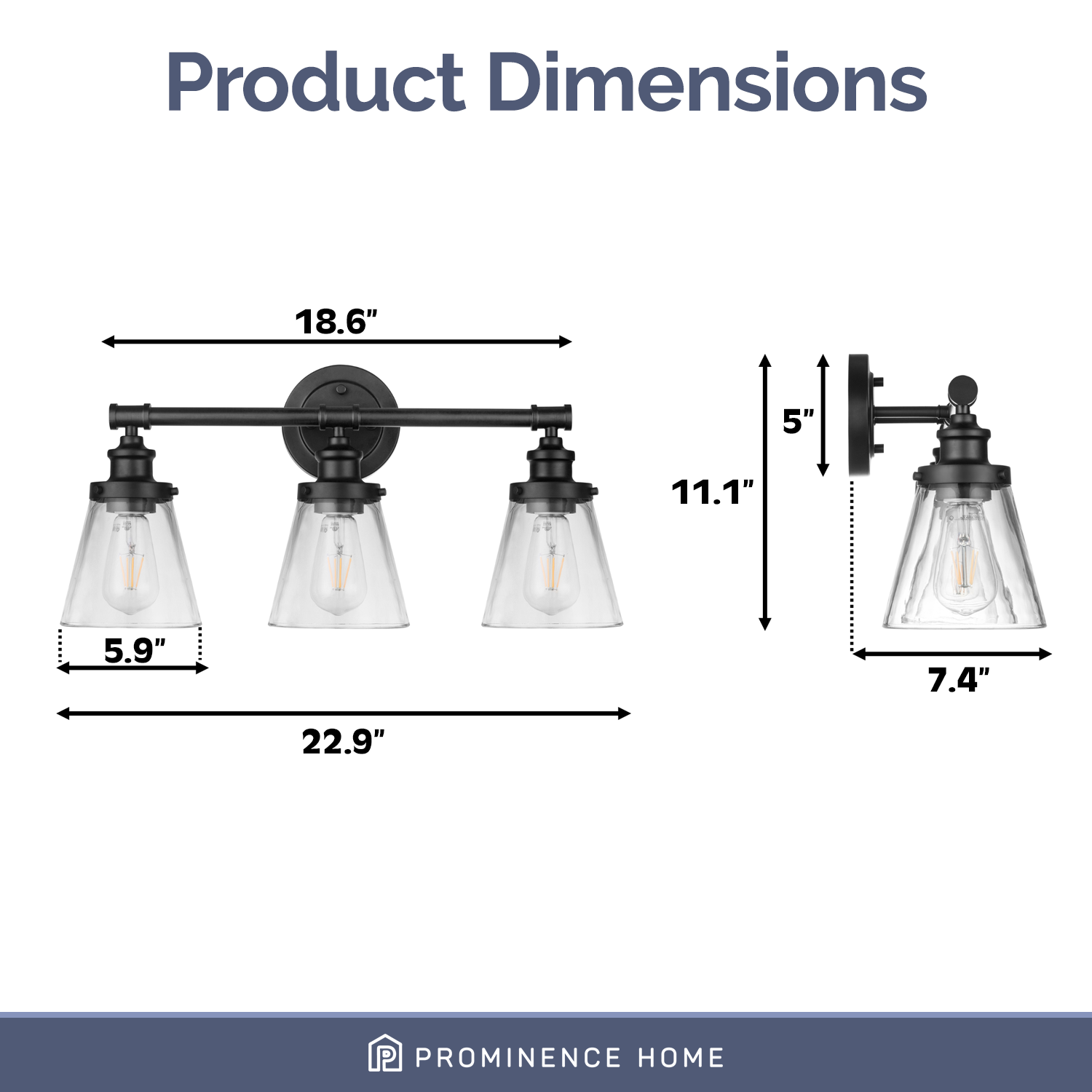 Helenah Matte Black Outdoor Dimmable Vanity Light