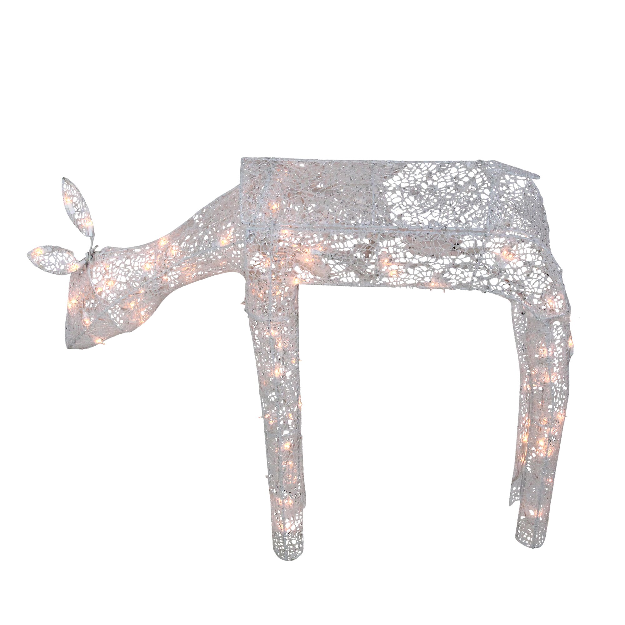 Northlight 42 Lighted White Feeding Reindeer Outdoor Christmas