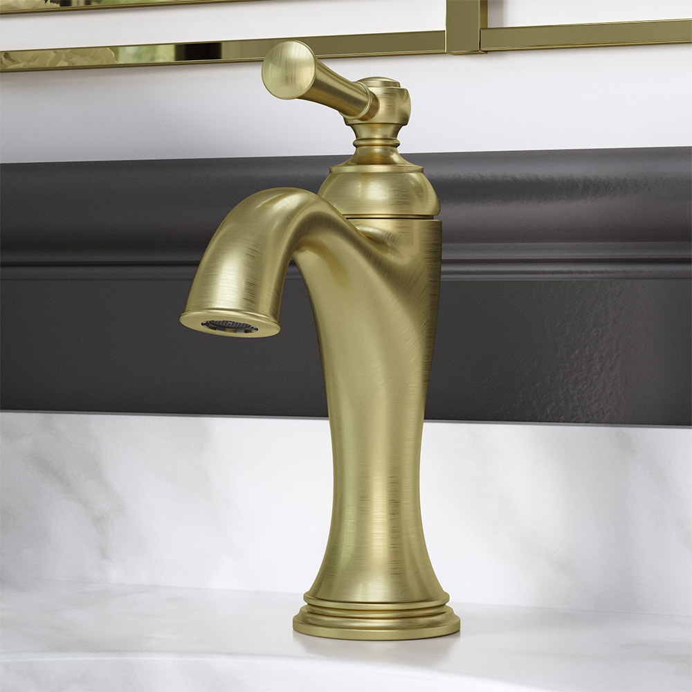 Pfister LG42-TB0BG Tisbury Brushed Gold Single hole 1-handle WaterSense Mid-arc Residential Handle Bathroom Sink Faucet with Drain
