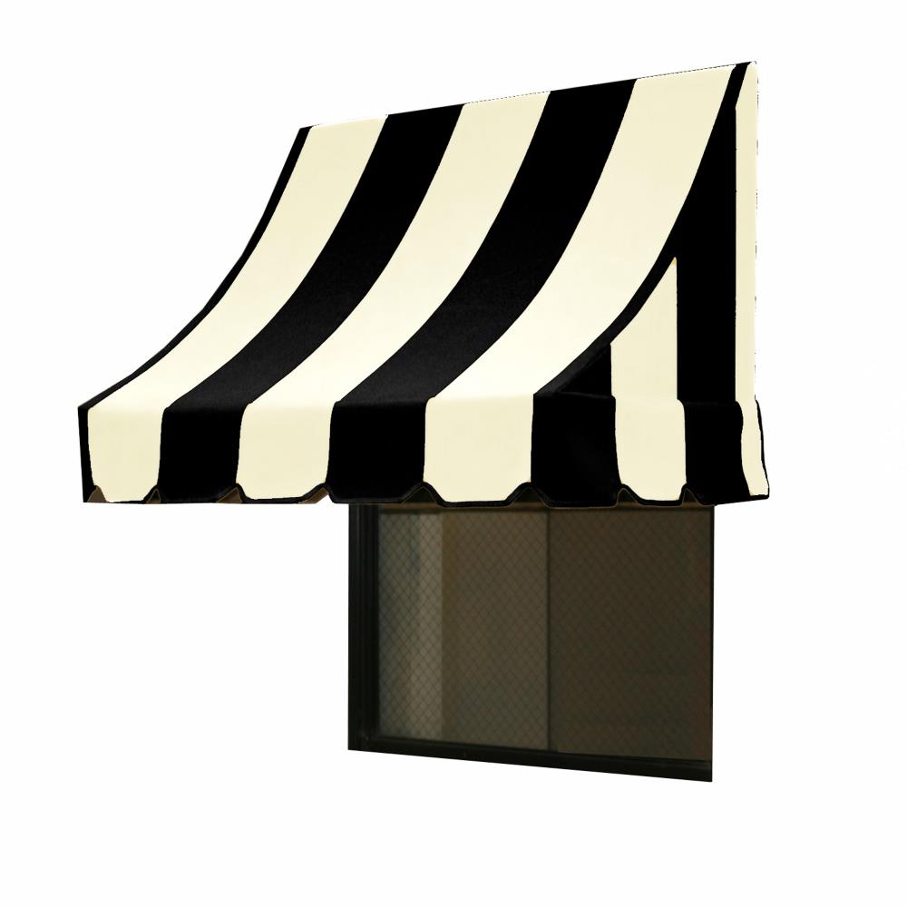 Awntech NT22-3KW Nantucket 40.5-in Wide x 24-in Projection x 31-in Height Fabric Black/White Striped Window/Door Awning