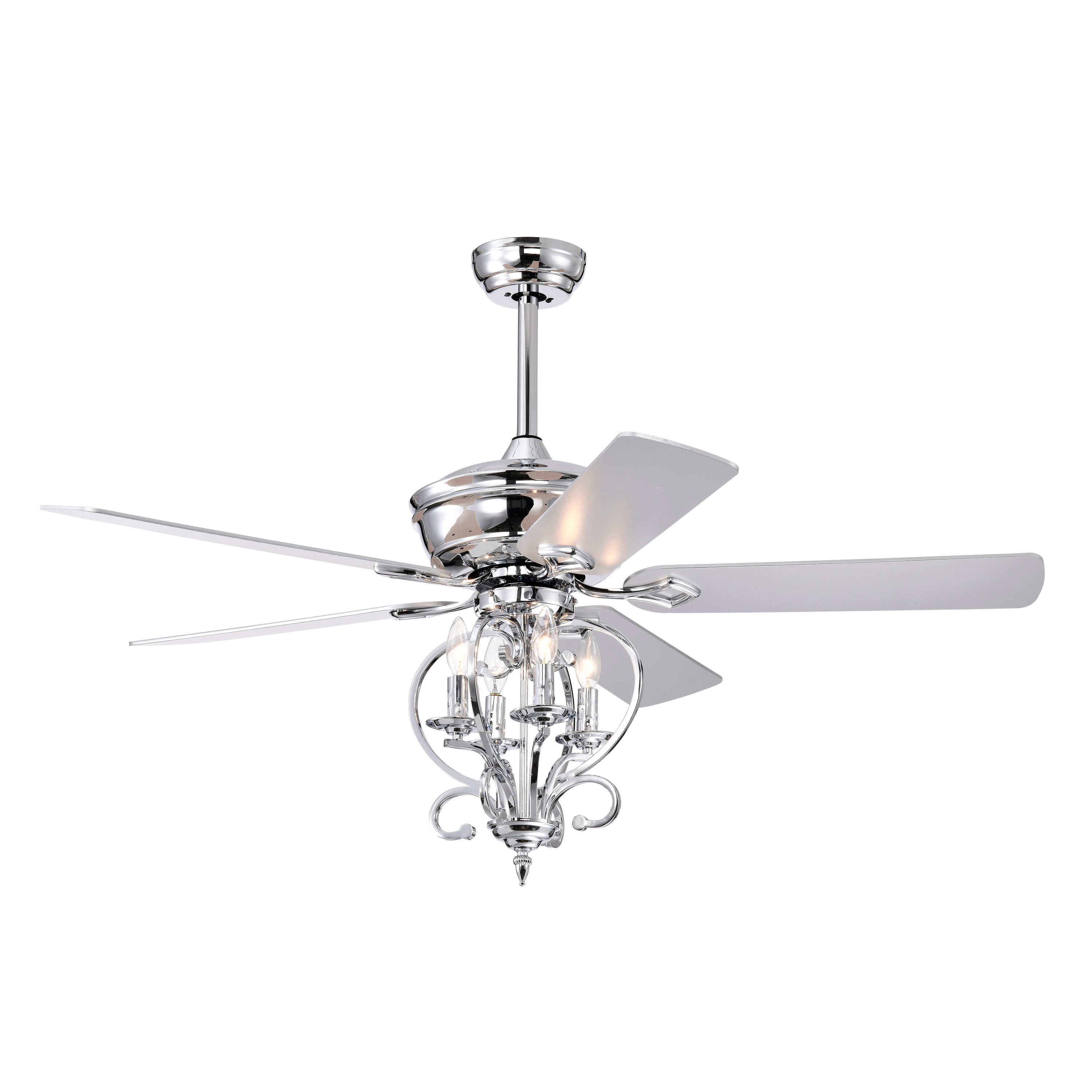Bayfeve BFHM-23233-CF Adjustable Speed 52-in Outdoor Silver with Polywood Blades Chandelier Ceiling Fan With Light - Remote Included ( 5 -Blade )