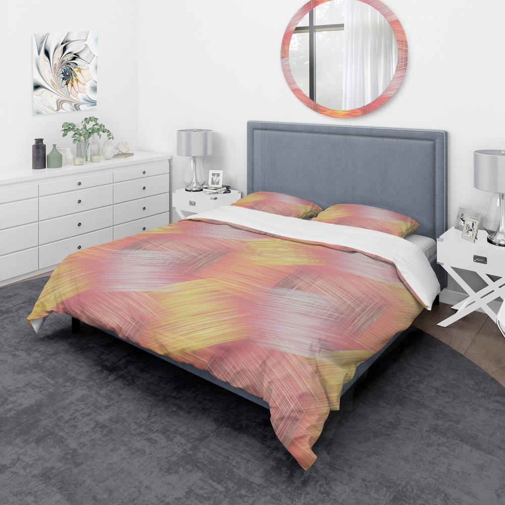 Designart BED19222-K 3 -Piece Yellow and Gold King Duvet cover Set