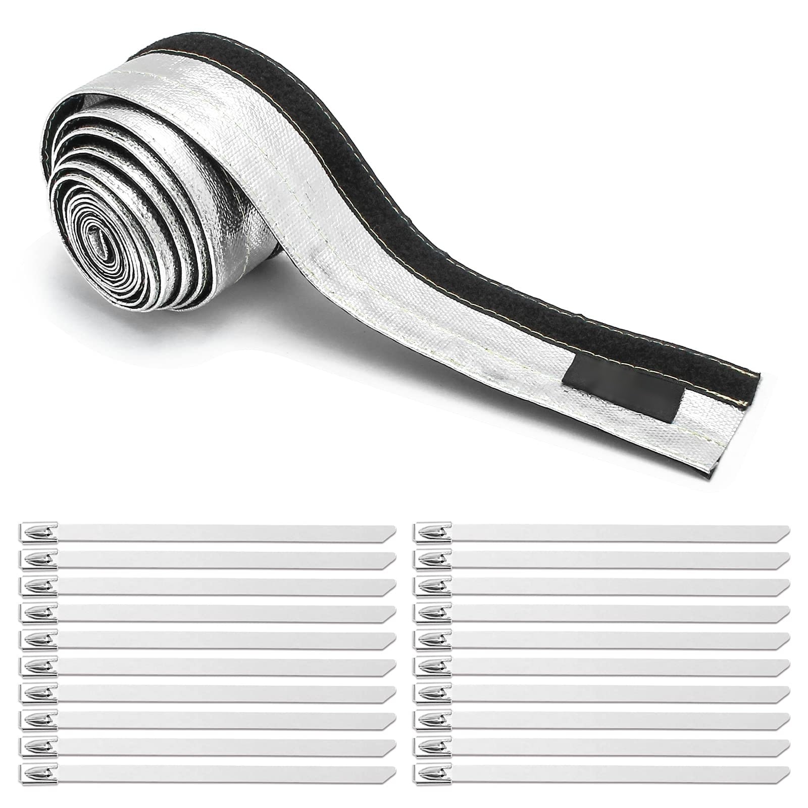 DYRCJ Heat Shroud Aluminized Sleeving Heat Shield Fuel Line Wire Heat Sleeve One Half In I D by Ten Feet with Twenty Pieces Three Point Nine #LDY0803E130-1