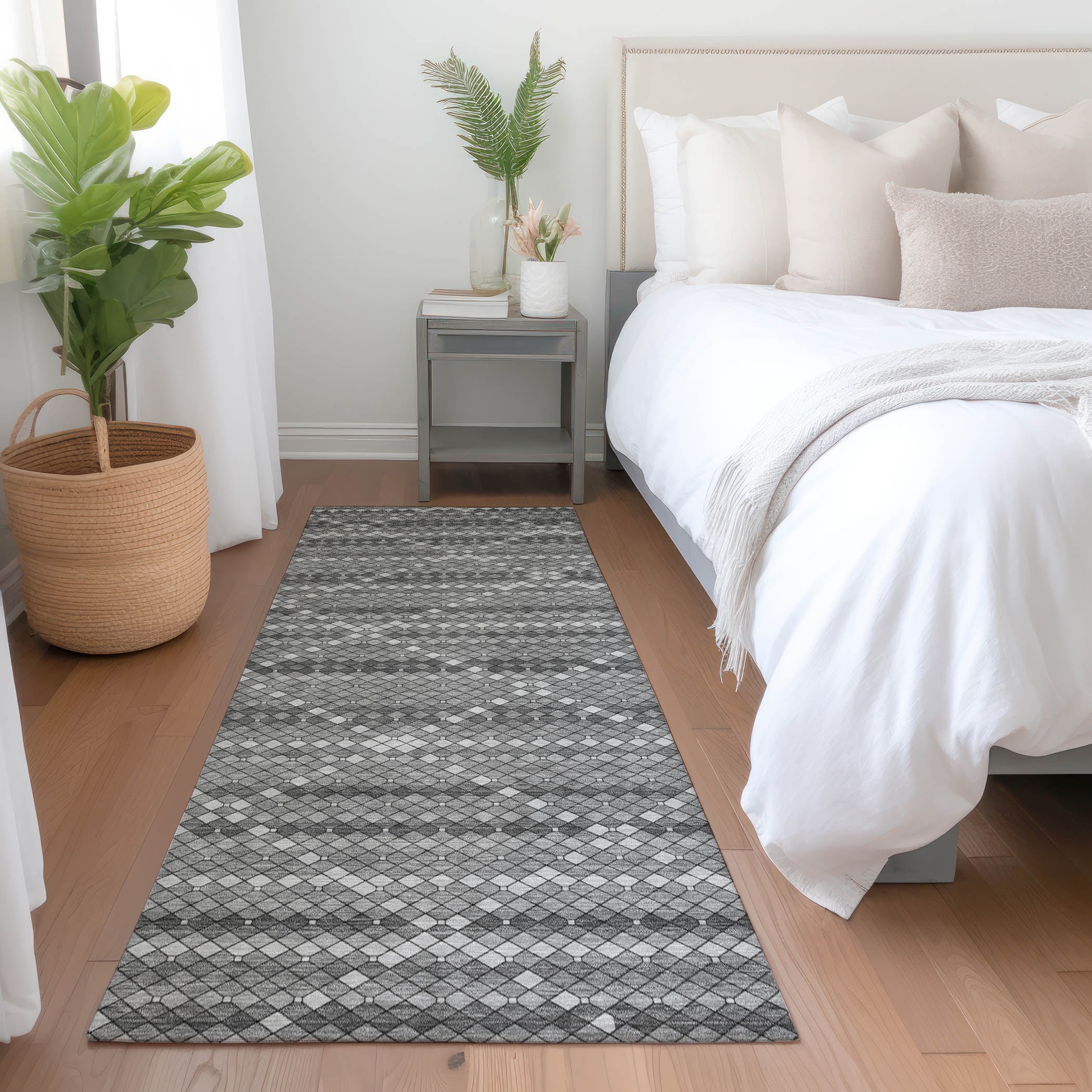 Addison Rugs ACN1438GY2X8 Chantille ACN1438GY 2 x 7 (ft) Polyester Gray Rectangular Indoor/Outdoor Geometric Machine washable Runner rug
