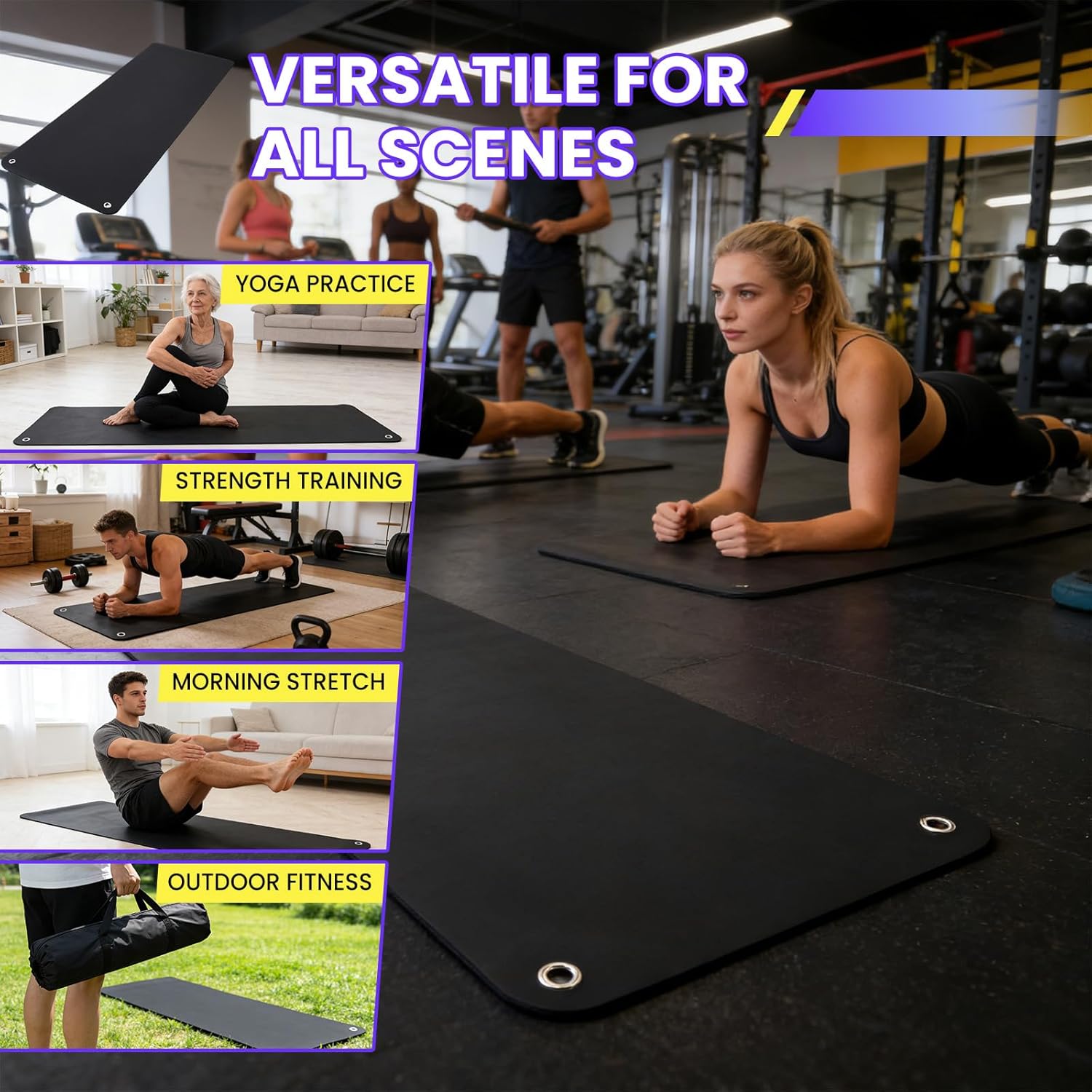 GAOMON PVC Hanging Exercise Mat - 5mm Thick Wall Mounted Fitness Mat ...