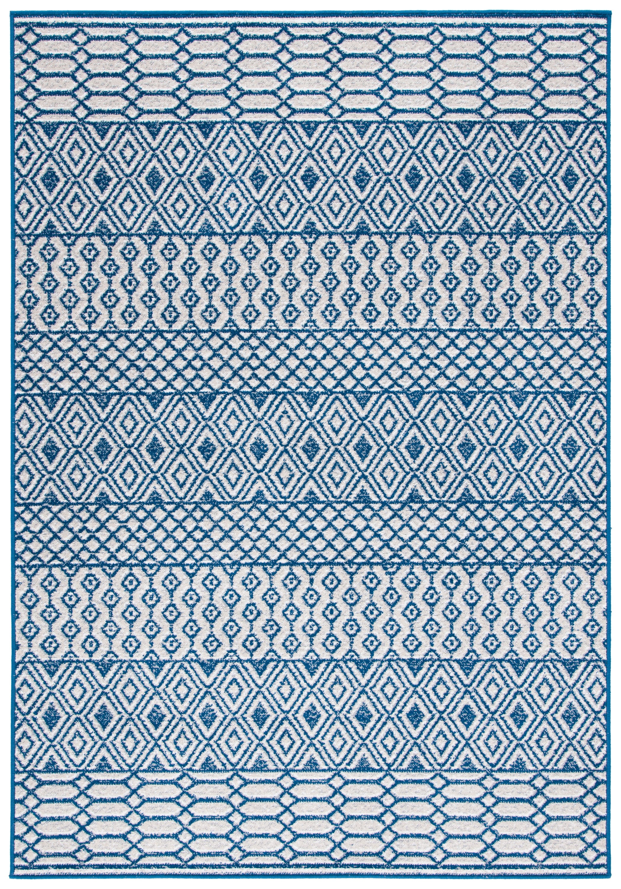 Safavieh BMT132N-5 Belmont Rorie 5 x 8 (ft) Loomed Polypropylene Navy/Gray Rectangular Indoor Abstract Farmhouse/Cottage Area rug