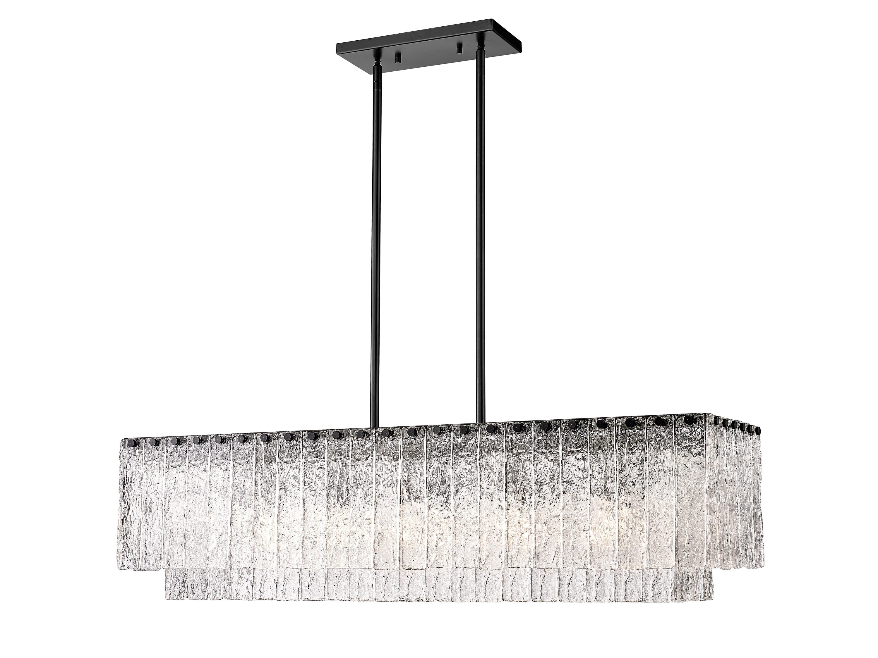 Matte Black and Glass 5-Light Linear Chandelier