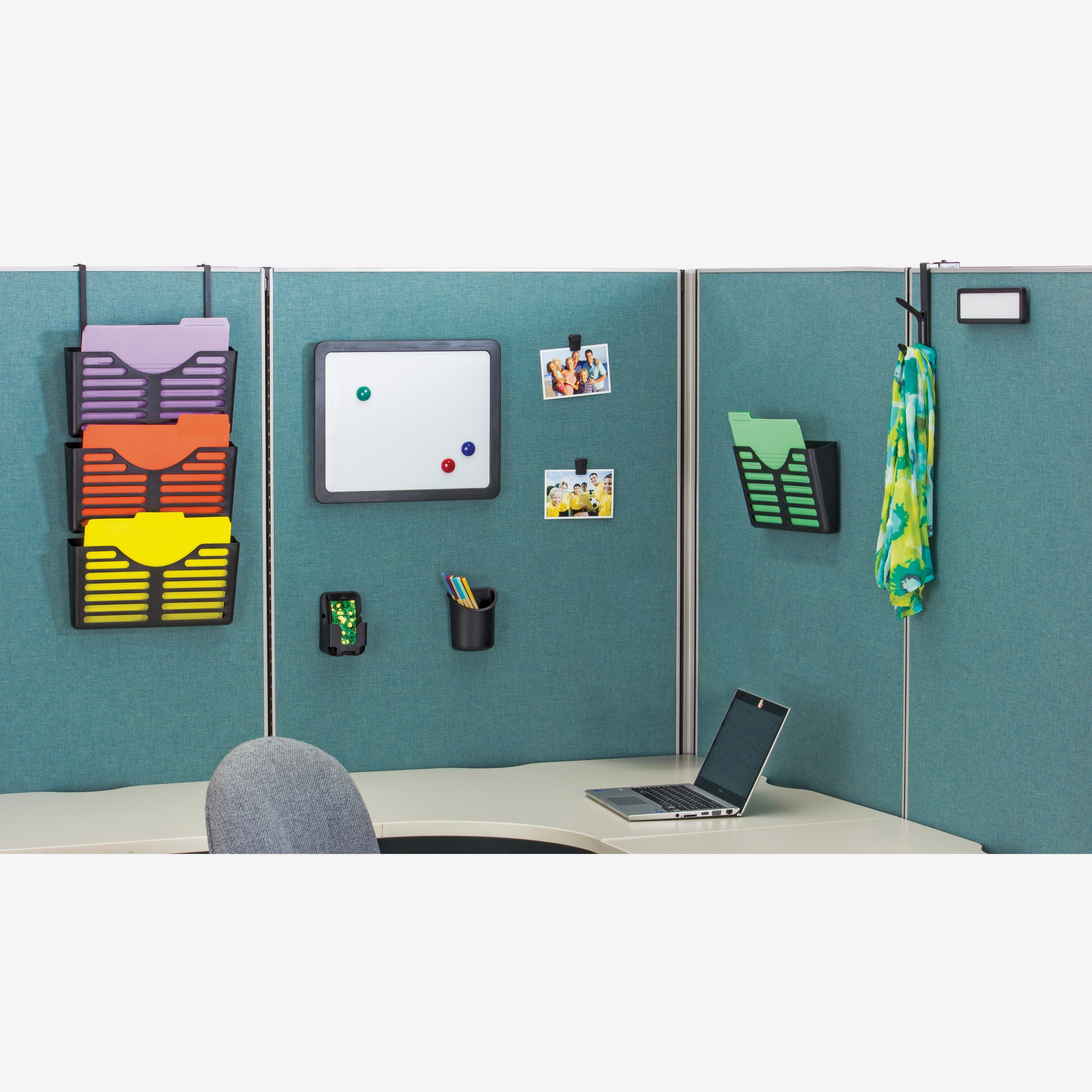 Black High-Impact Plastic Cubicle Pocket File