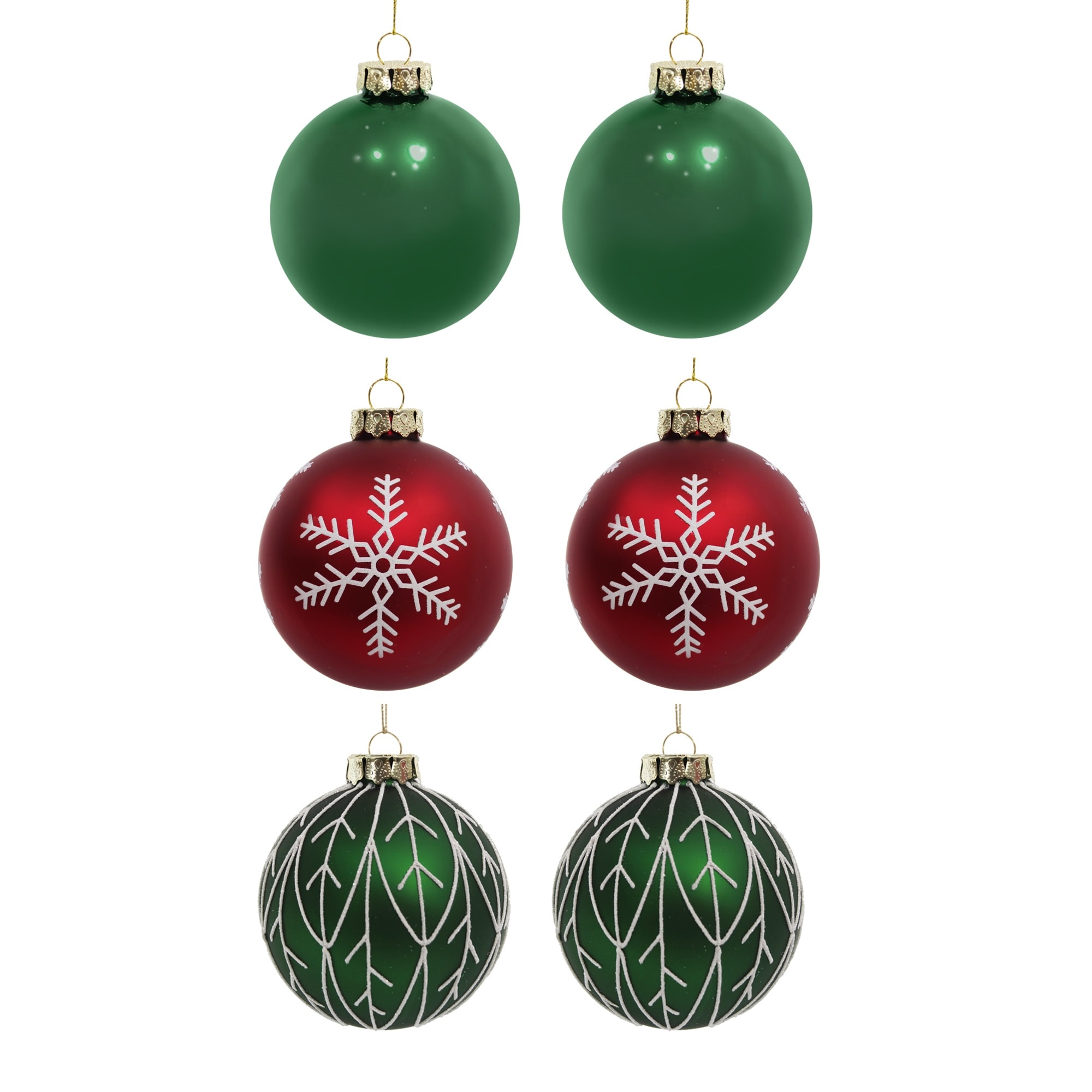 Kurt Adler Peacock Purple & Green Glass Ball Ornaments 6-Piece Box Set