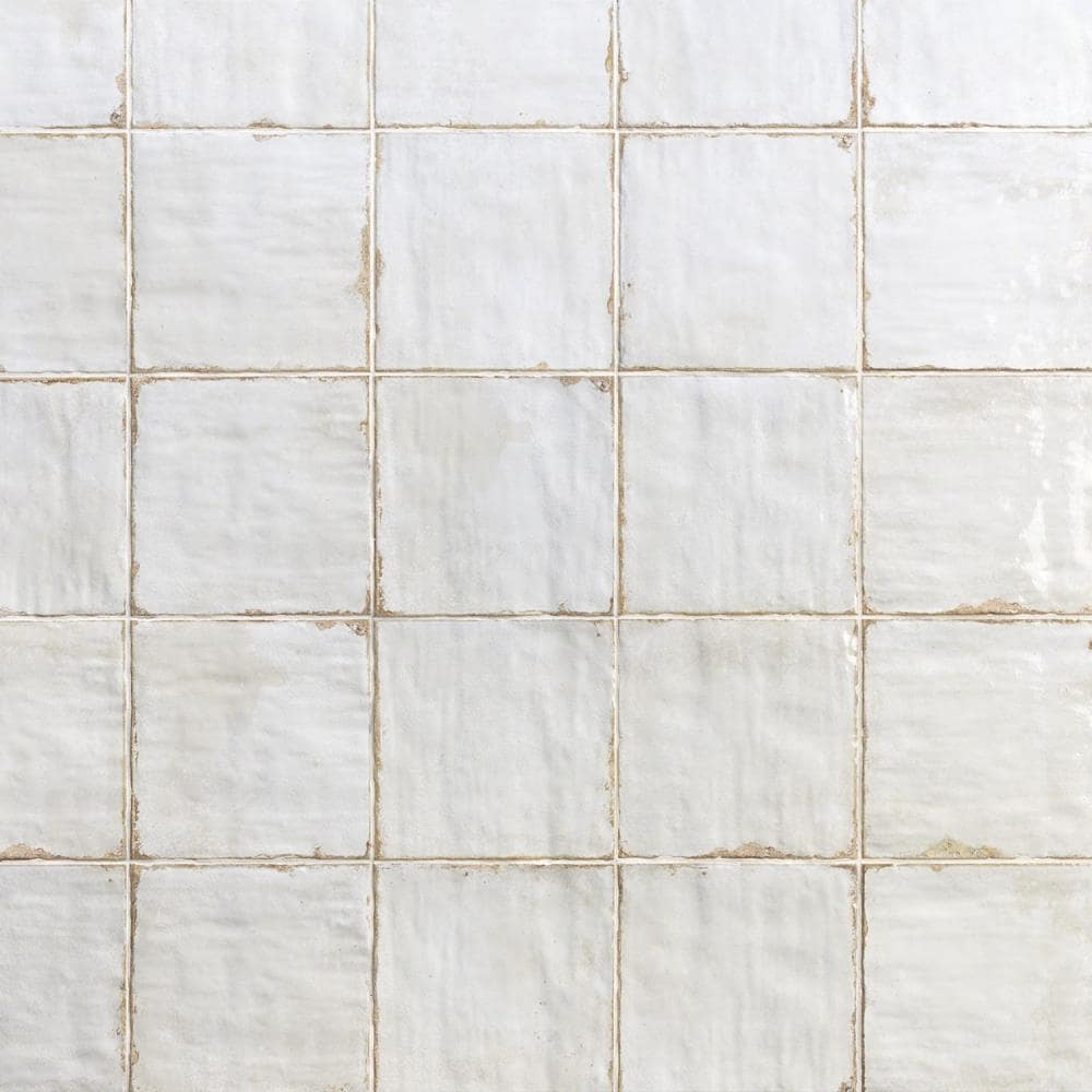 Haven Collection White Polished Ceramic Square Wall Tile