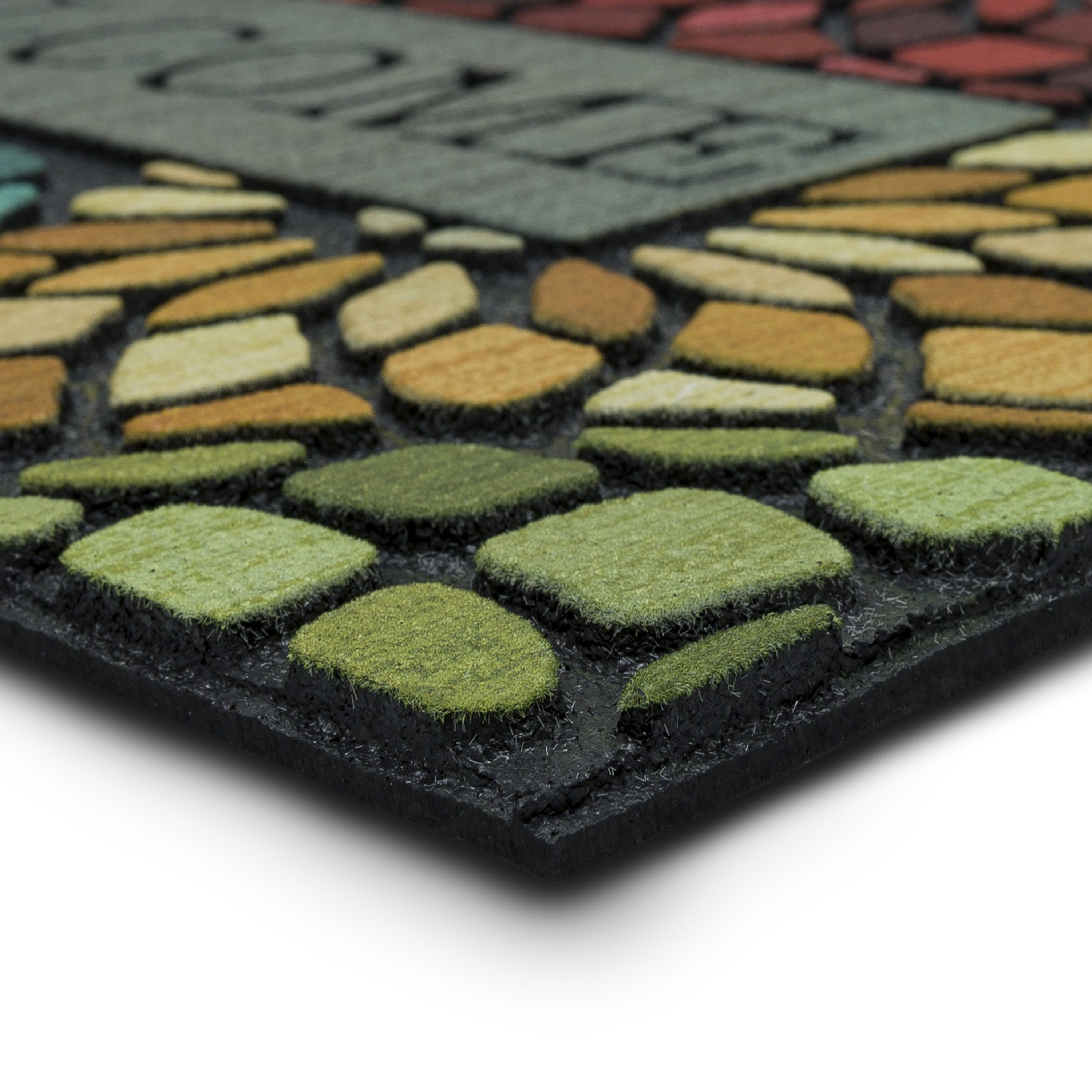 Multicolor Stained Glass Floret Welcome Outdoor Mat