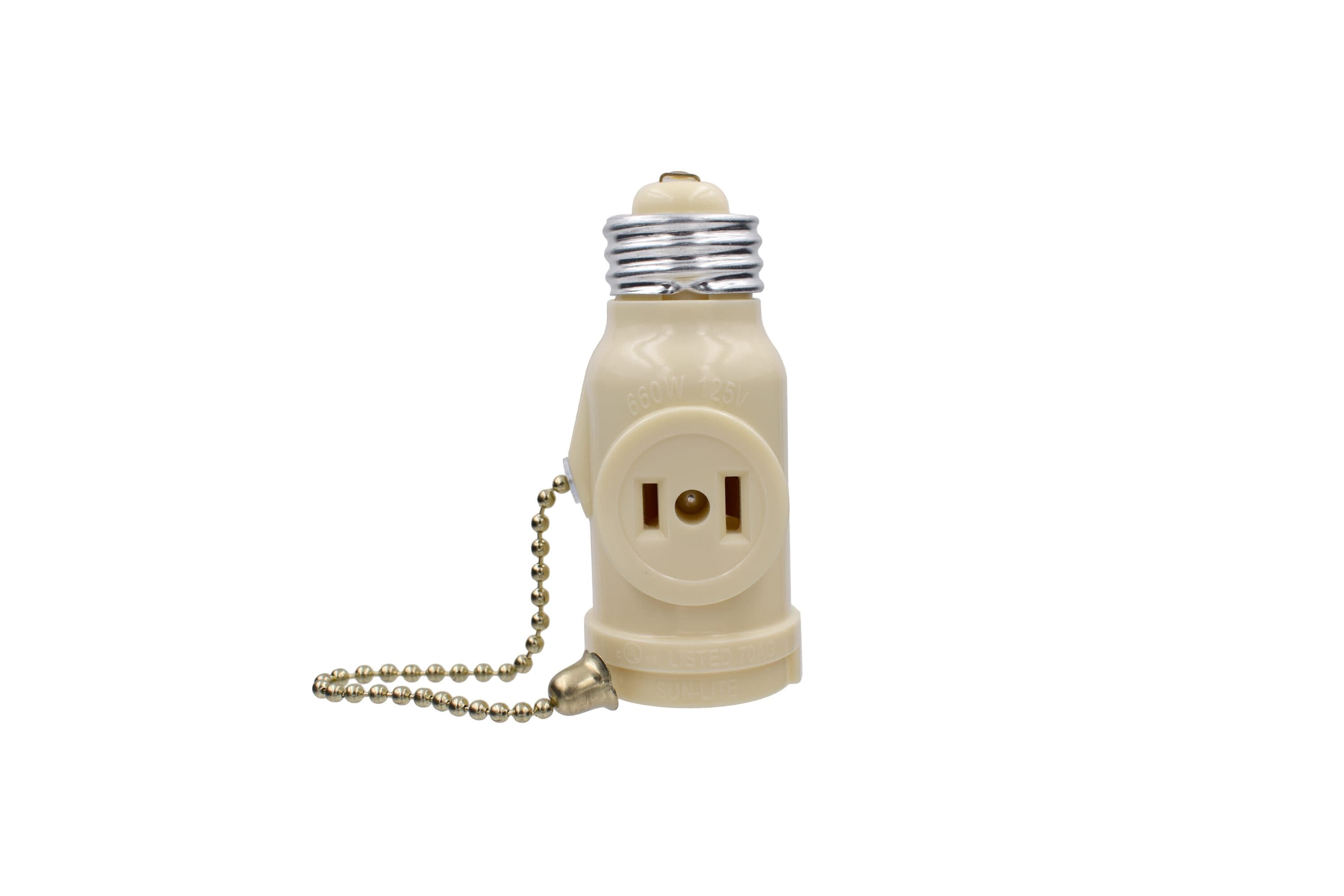 Power Gear 2-Outlet Socket Adapter with Pull Chain, Ivory