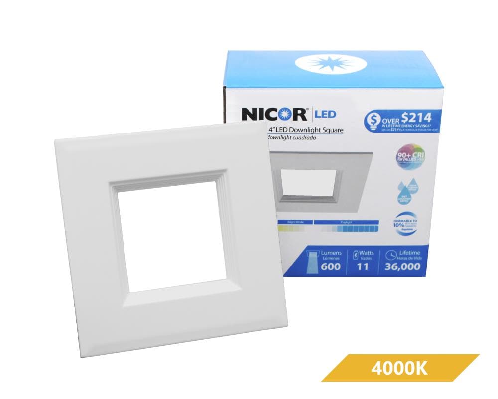 Nicor Lighting Dlq4 Series 4 In Square Led Downlight Retrofit Kit In 4000k In The Recessed Downlights Department At Lowes Com