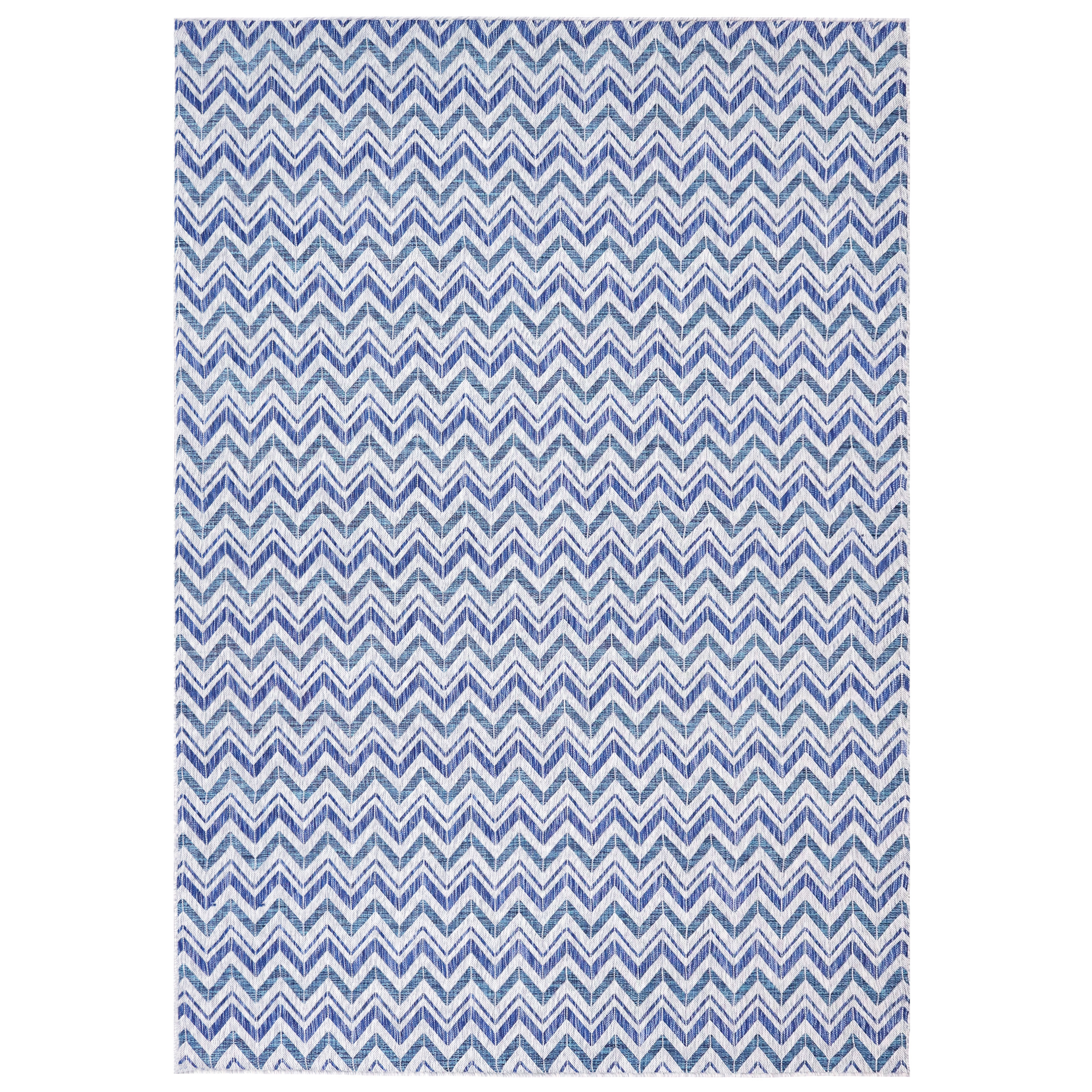 Sunnydaze Decor GMR-325 8 x 11 (ft) Polypropylene Blue Rectangular Outdoor Chevron Area rug