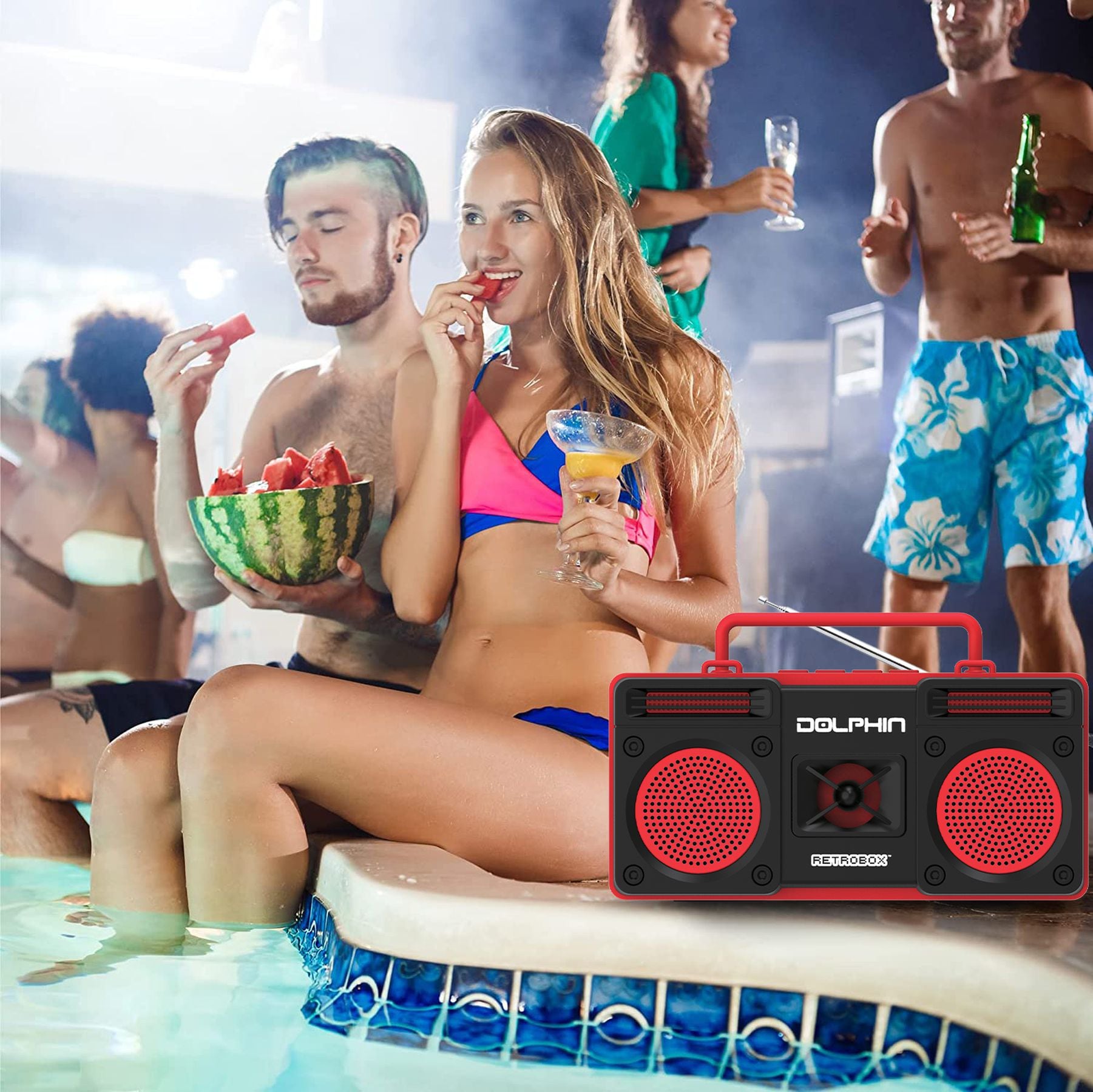 Dolphin Retrobox Mini RTX-10 - Altavoces Bluetooth con radio FM, unidad  USB, tarjeta micro SD reproductor de MP3, conector auxiliar de 0.138 in