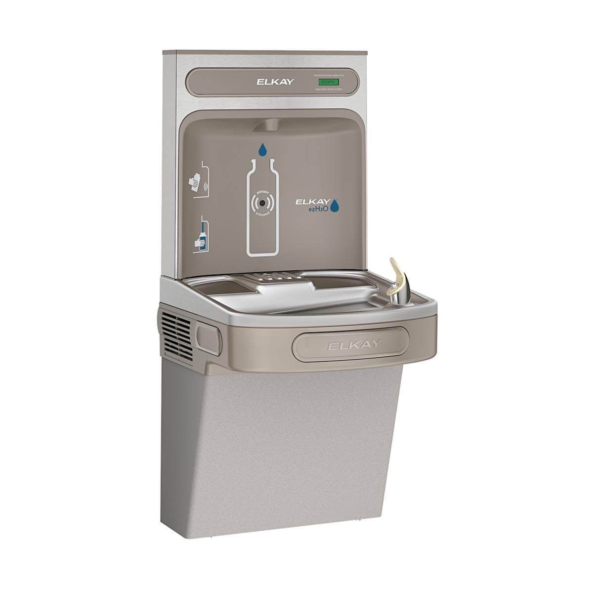 Elkay EZS8WSLK Bottle Filling Station Gray 2 -Basin Push button Wall mount Bottle filler/Drinking fountain