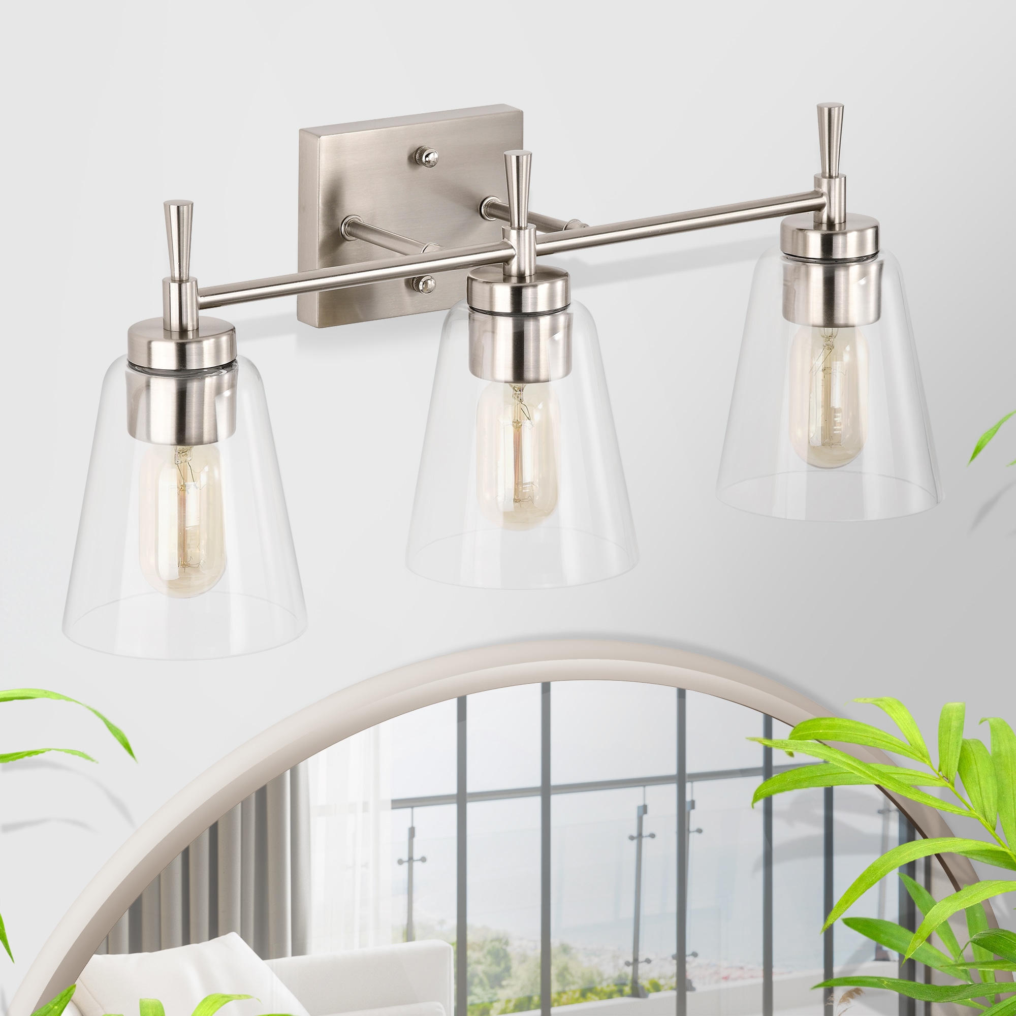 Edvivi EW6891BN Briarwood 21-in 3 -Light Brushed Nickel Modern/contemporary Vanity light