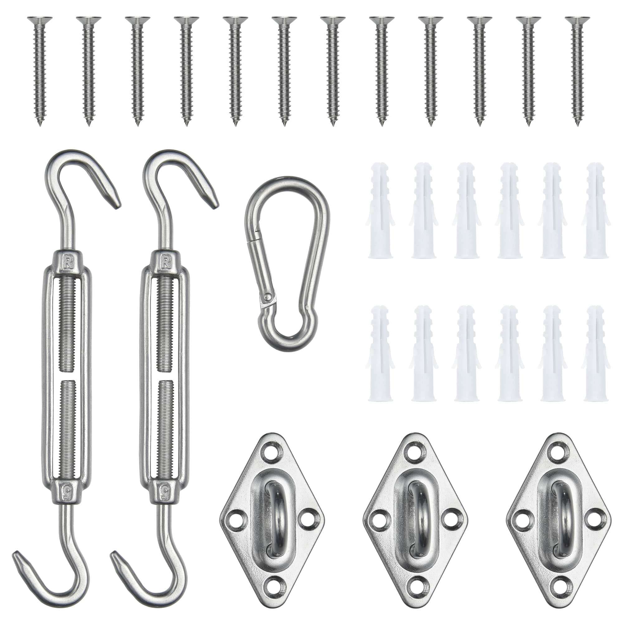 Yescom 07SSS024-HDW-T5IN-LO Triangle Sun Shade Sail Hardware Kit 304 Anti-Rust Stainless Steel Turnbuckle