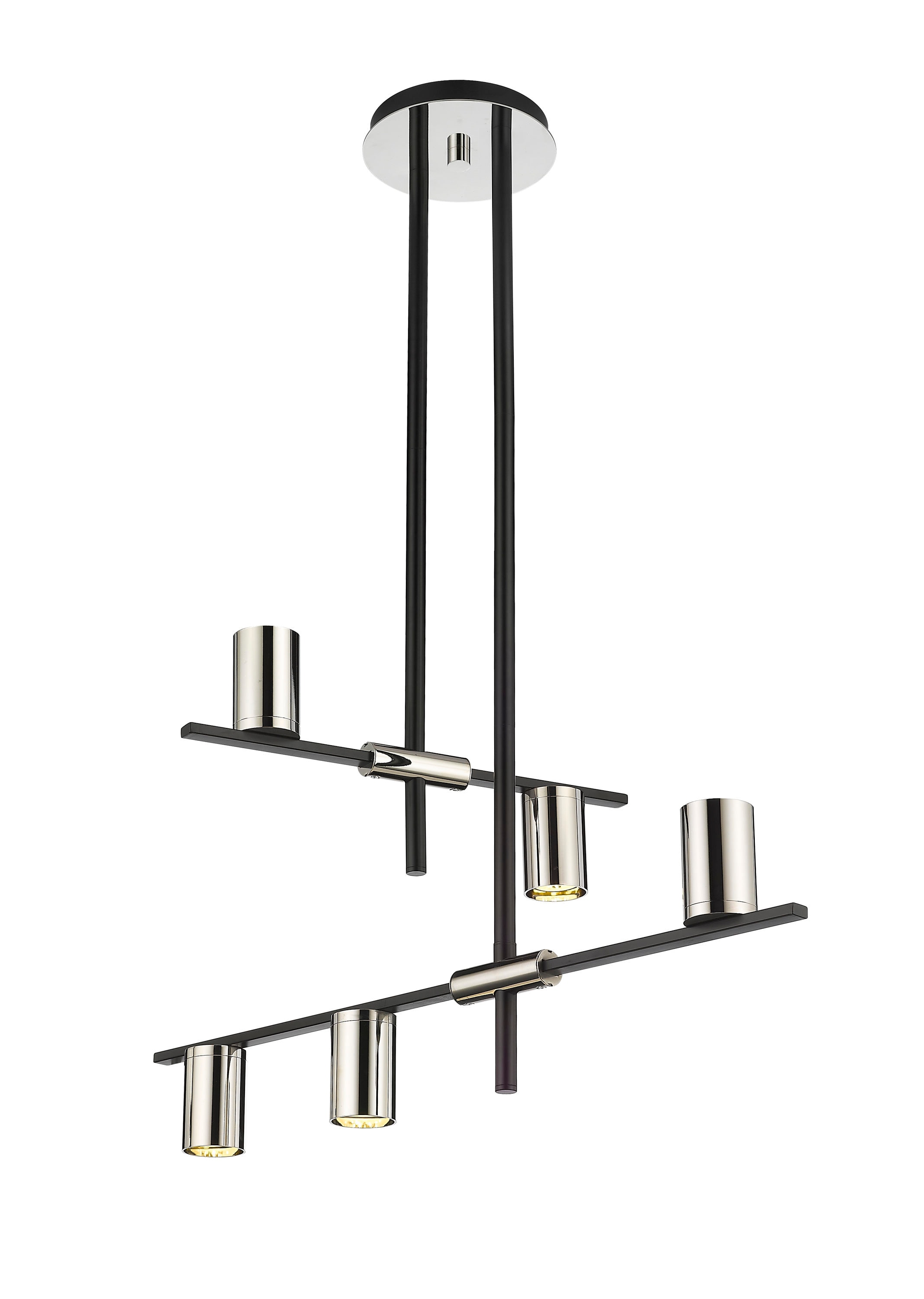 Calumet Transitional Matte Black and Polished Nickel 5-Light Chandelier