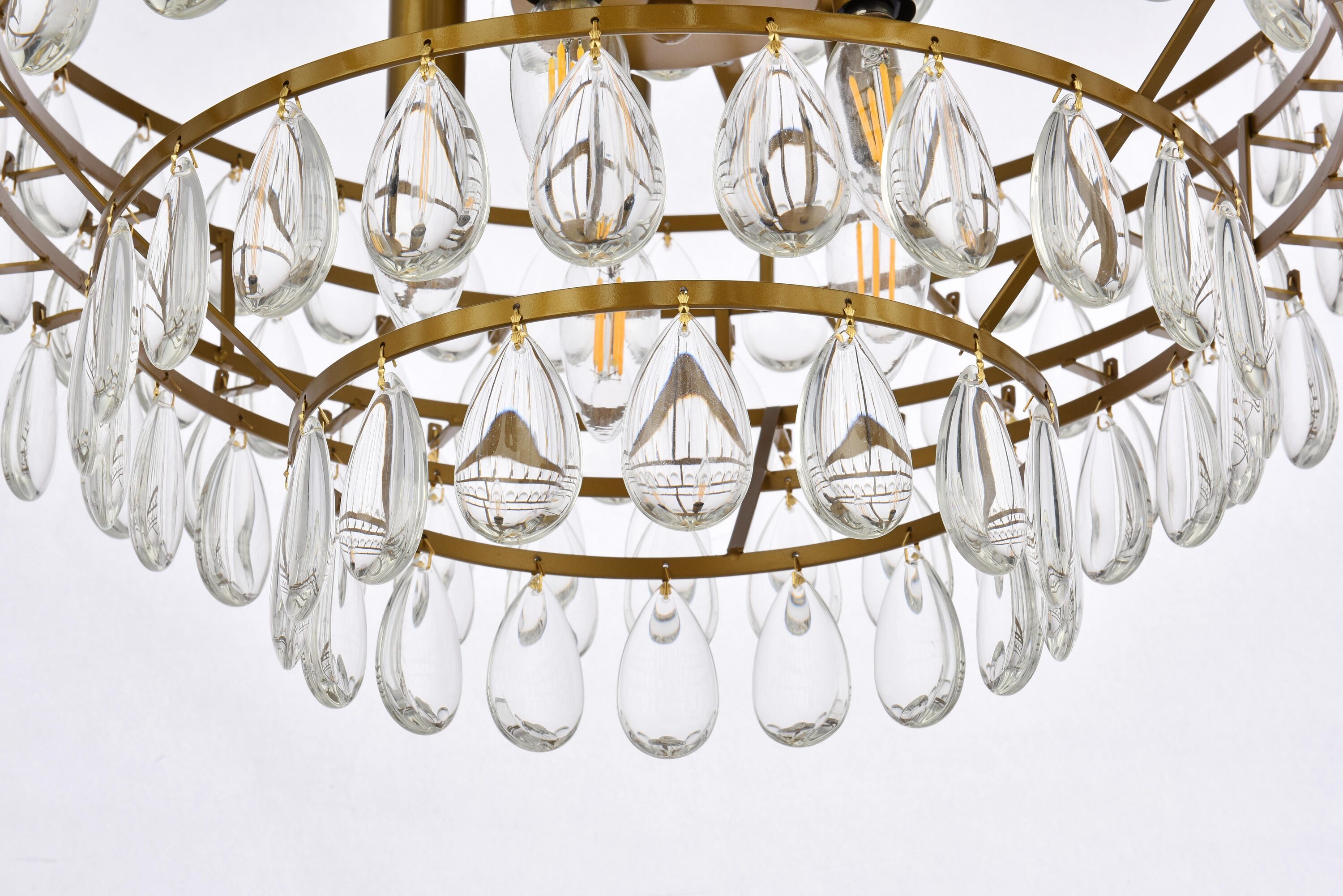Elegant Brass and Crystal 5-Light Pendant Chandelier