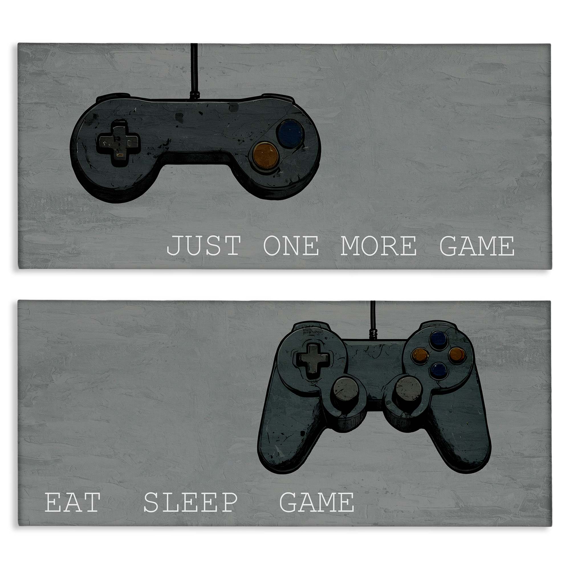 Stupell Industries B2-805-CN-2PC-13X30 Gamer Phrases on Grey 2 Piece Canvas Wall Art Set By Kim Allen 30 x 13