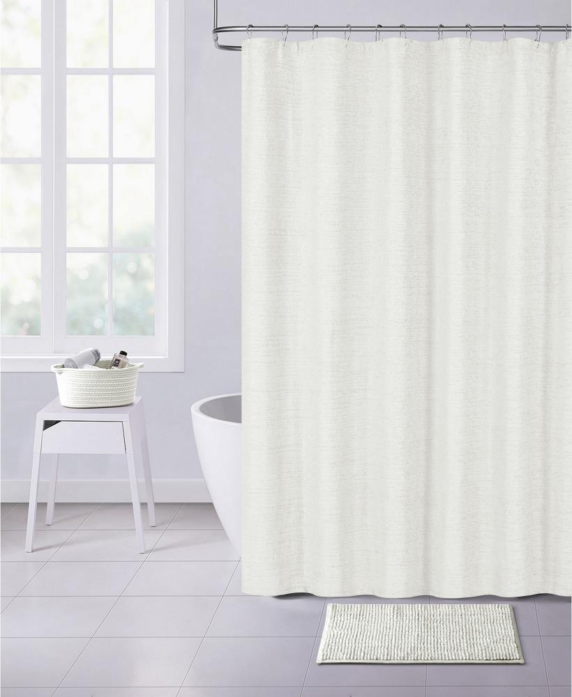 Dainty Home PARSCPE Paris Chenille 70-in W x 72-in L Pearl Solid Polyester Shower Curtain